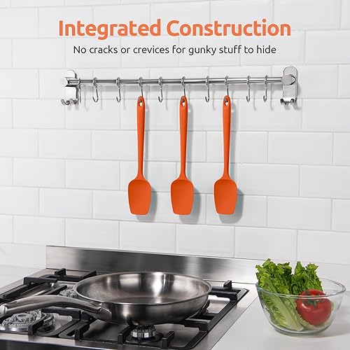 Miniatura 9 de U-Taste Juego de espátulas de silicona para cucharas, 600F, alta resistencia al calor, sin BPA, raspador de goma flexible, una pieza, para mezclar y