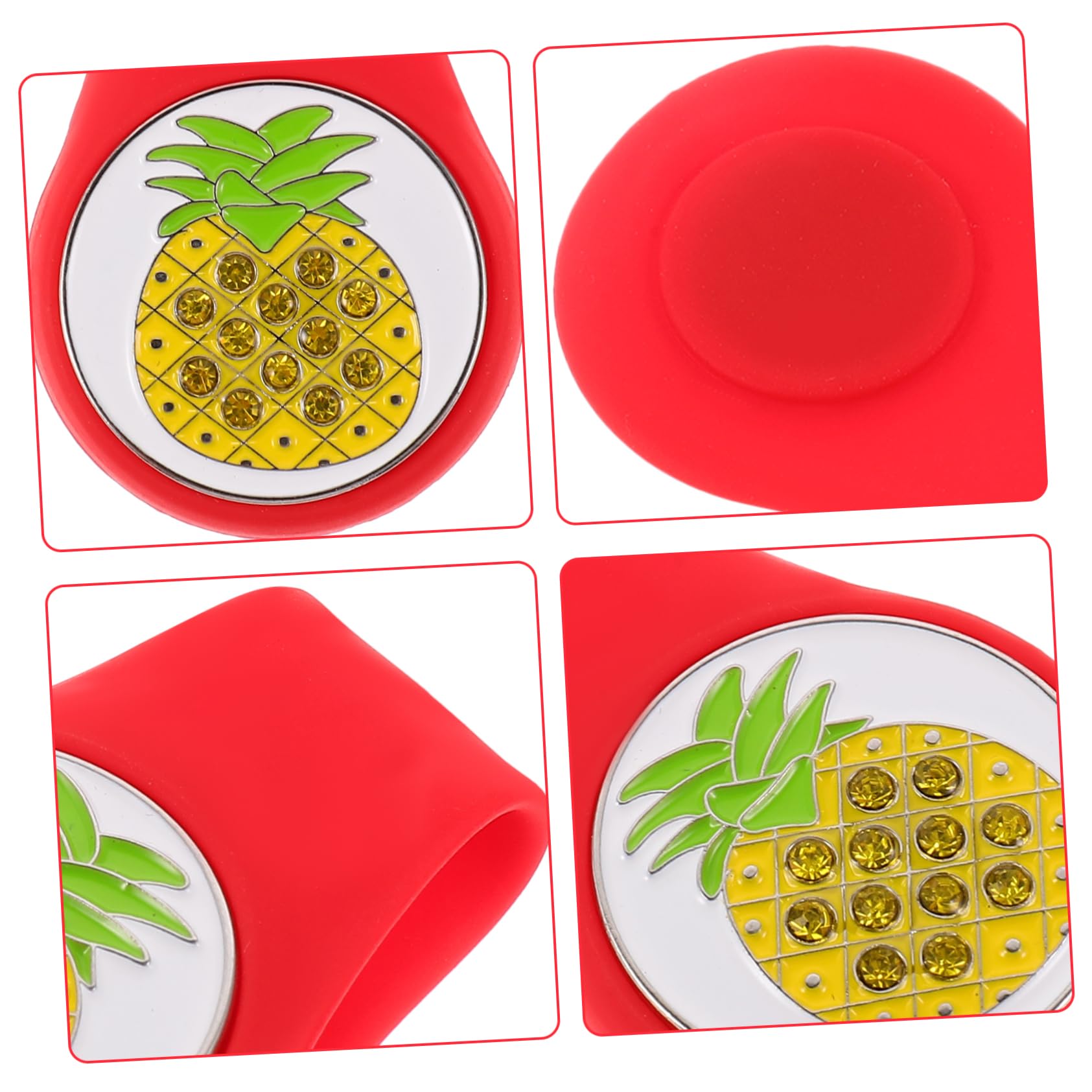 Abaodam Golf Hut Clip Silikon mit Buntem Design Abnehmbarer Ballmarker für Golfer für Golfmützen und Hüte Langlebig und Kreative Tiermotive Ananas