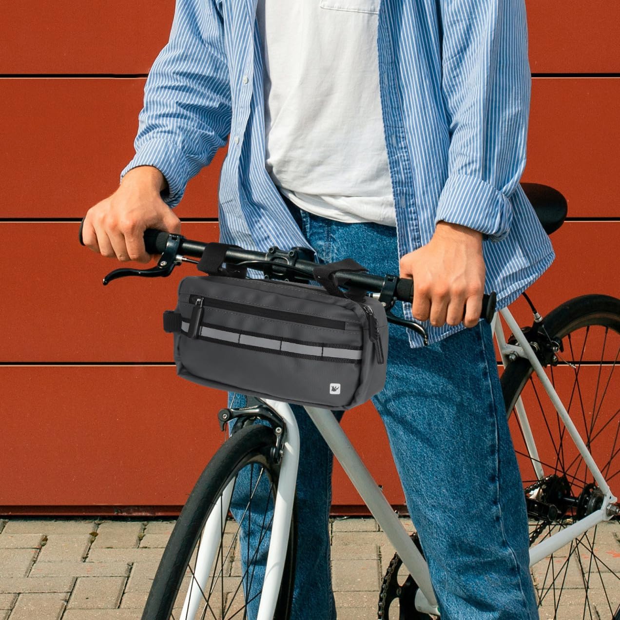 YARNOW 1Pc Bike Handlebar Pouch Bag Multipurpose Crossbody Bag for Cycling Black Easy to Install Reflective Design for Safe Riding for Storing Essentials