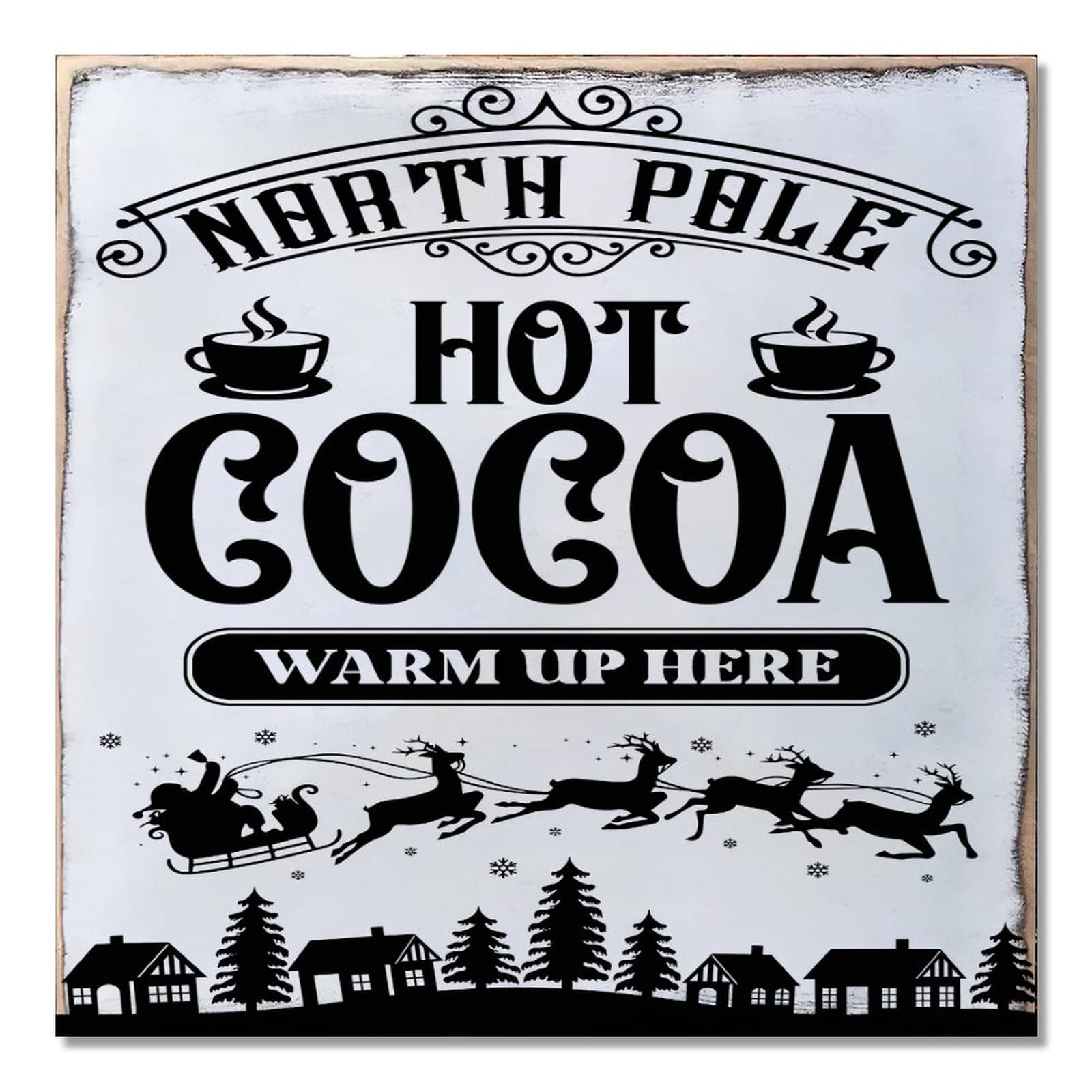 Panneau de Noël en bois de qualité supérieure style ferme 40cm