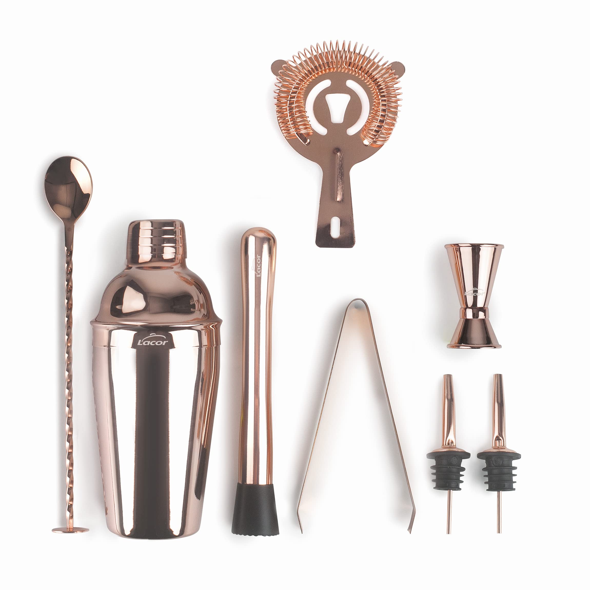 Lacor 62182 - Kit Coctelería, Coctelera, Utensilios Coctelería, Diseño | En acero inox 18/10, para un uso práctico y profesional en cocina; libre de BPA, aporta un acabado cuidado a tu presentación