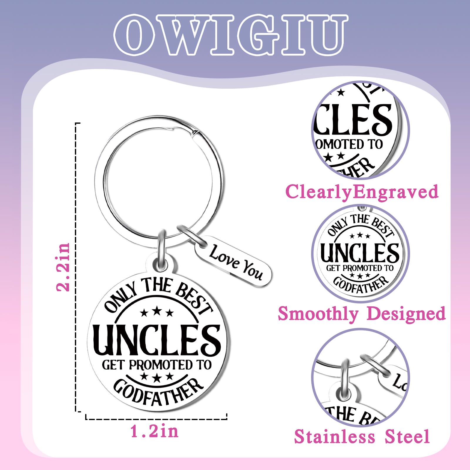 Godfather Proposal Gifts Godfather Gift Keychain Godparents Proposal Gift From Godchild Promoted To Uncle Godfather's Proposal Gifts Uncle Baby Announcement Baptismal Birthday Christmas for Men
