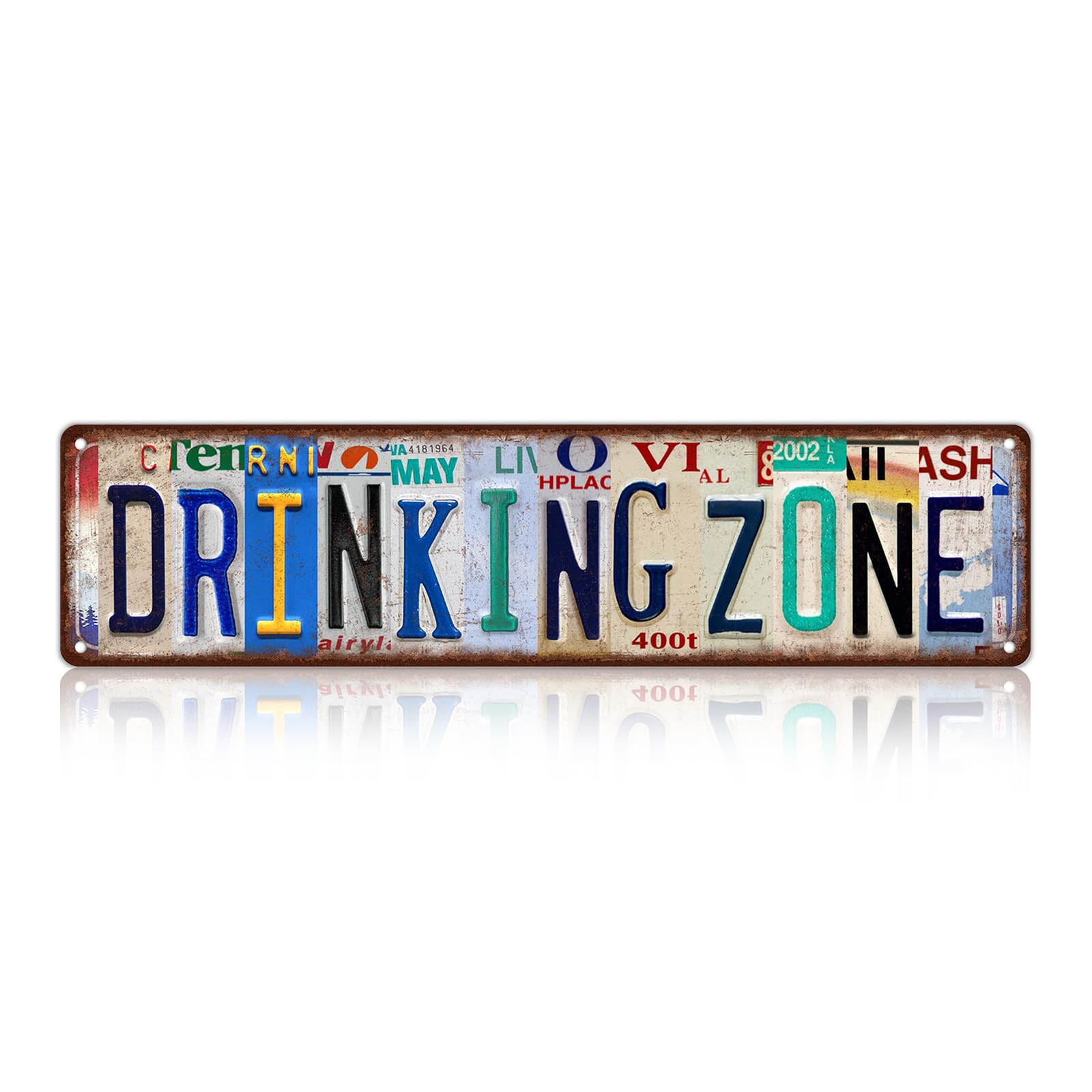 peiyeety Vintage Drinking Zone Wall Decor Bar Street Signs Metal Tin Signs For Home Bathroom Restaurants Kitchen Garden Cave Garage Office Bar Cafe 4×16 INCH