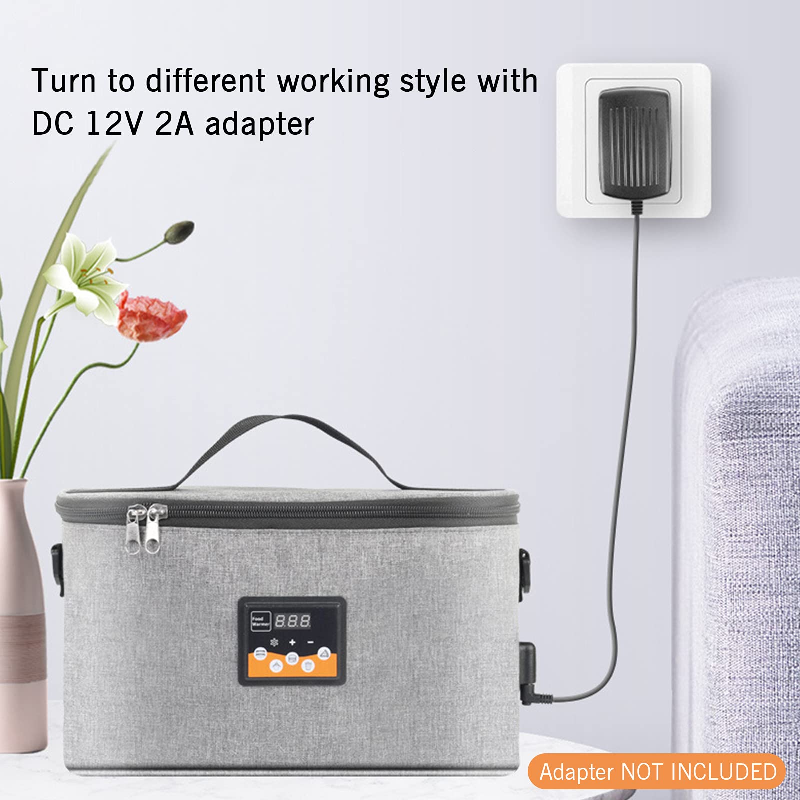 ZJchao Réfrigérateur de Voiture 8L, Alimentation 12V Portable avec Affichage Numérique de Température, Préréglage, Bobine en Silicone et Doublure en Aluminium