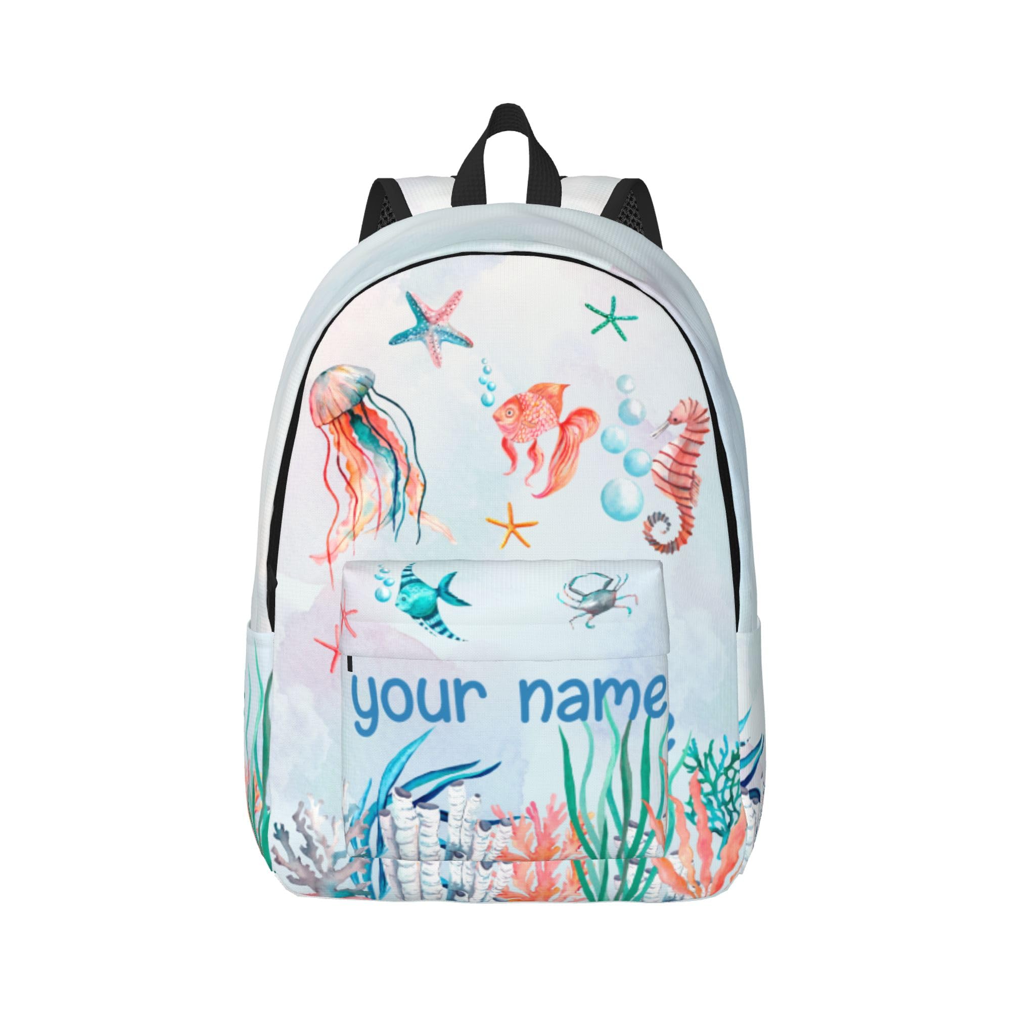 J&SBGFT Personalized Backpack for Girls,Custom Backpacks with Name,Customized Undersea School Bag for Kids Girl,Book Bags for Student Back to School
