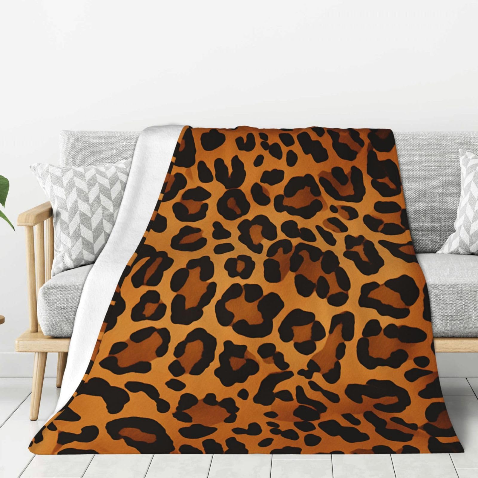 Leopard Throw Blanket Plush Flannel Fleece Blanket, Soft Lightweight Cozy Blankets 50"X40" for Bed Couch Sofa Travel