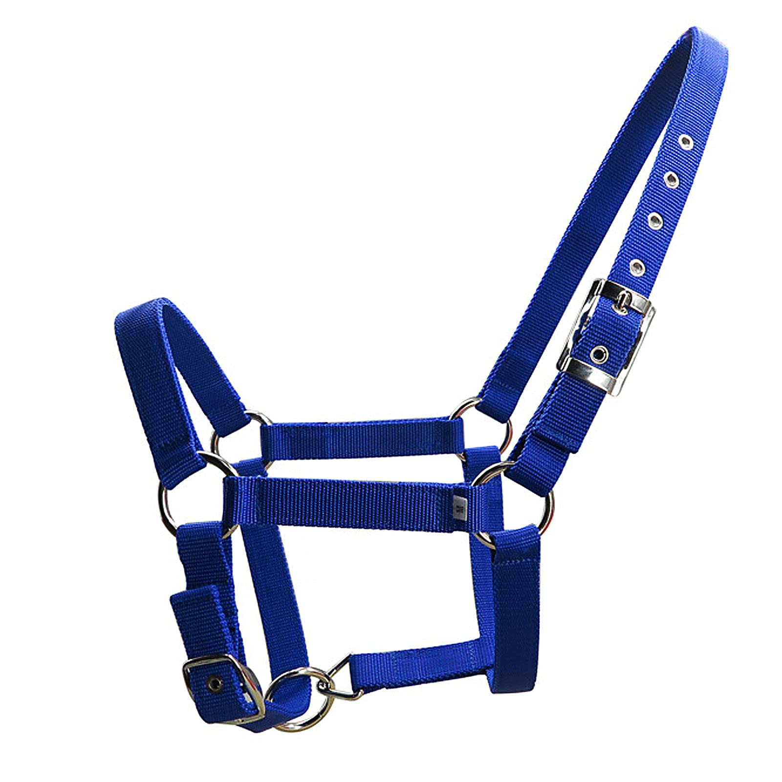 ARbuliry 6mm Thicken Horses Bridles Reins, Red and Blue Knitted Horses Bridle with Metal Buttons Comfort and Durable Bridles (Blue S)