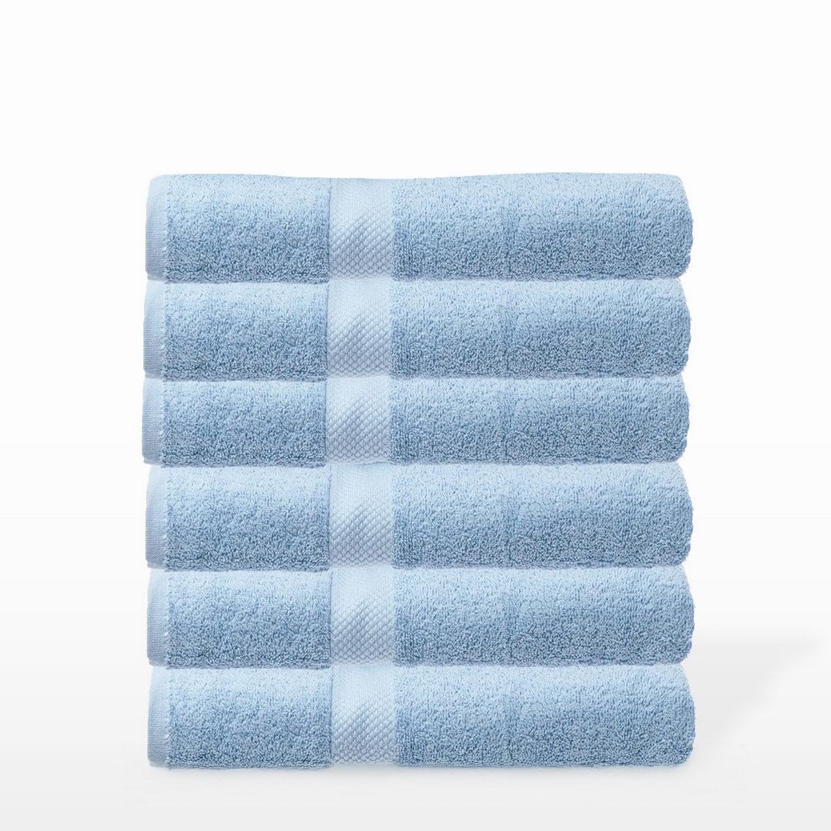 Juego de 6 Toallas de Ducha Grandes Azul 100% algodón Rizo de 150x100 cm | Tejido suave de gran gramaje con alta absorción. Aptas para lavadora, de uso diario.