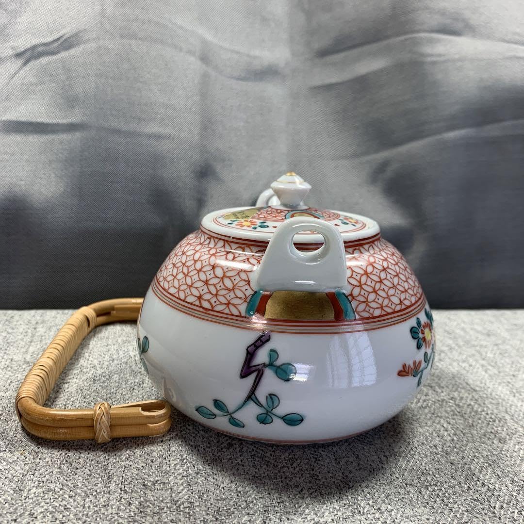 Amazon.co.jp: 清水焼 平安 吉兆造 赤絵七宝 茶器揃 金彩 花鳥 茶道具  