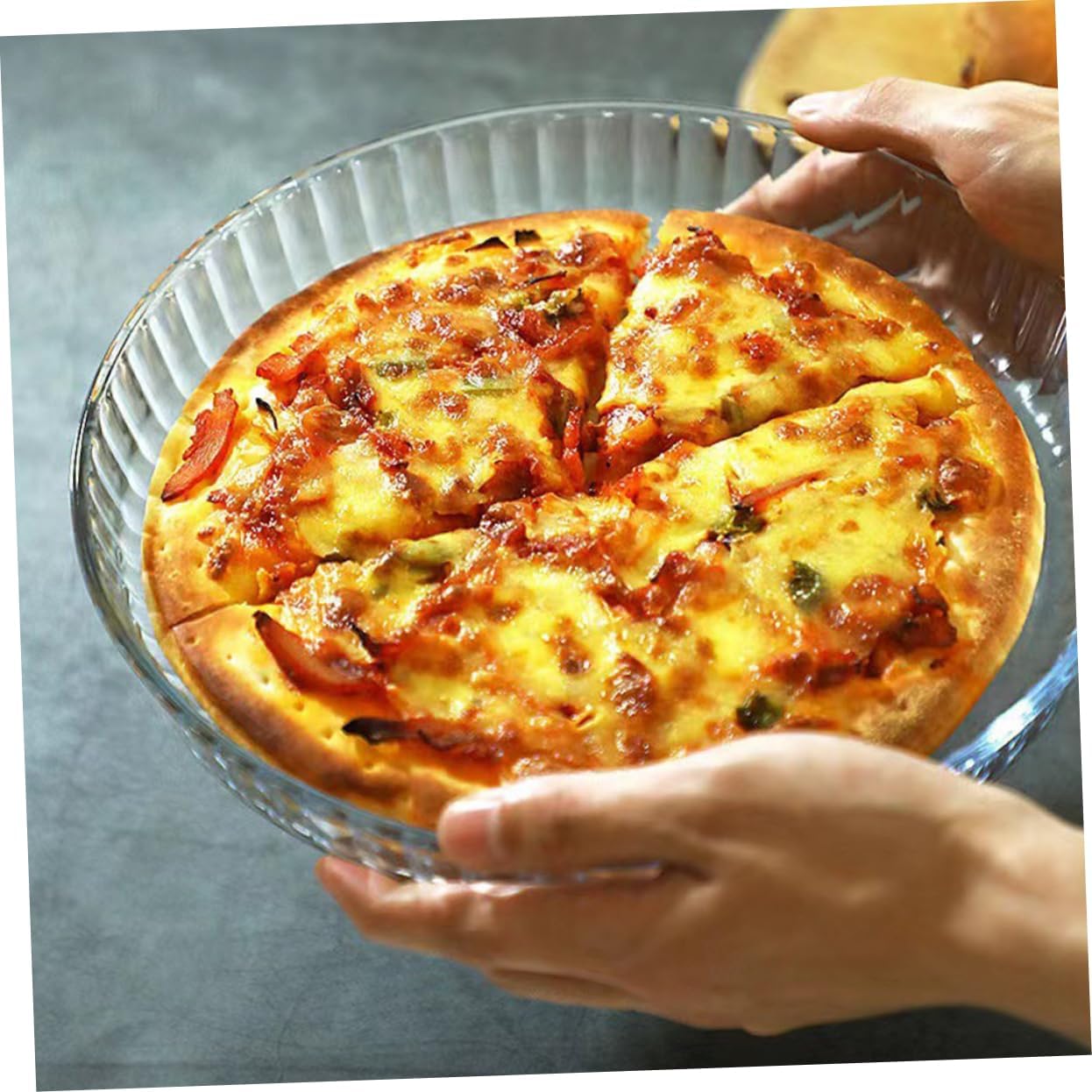 Ciieeo 10-Inch Round Heat-Resistant Glass Pizza Pan Baking Dish for Oven and Microwave Versatile Kitchen Bakeware for Home Cooking