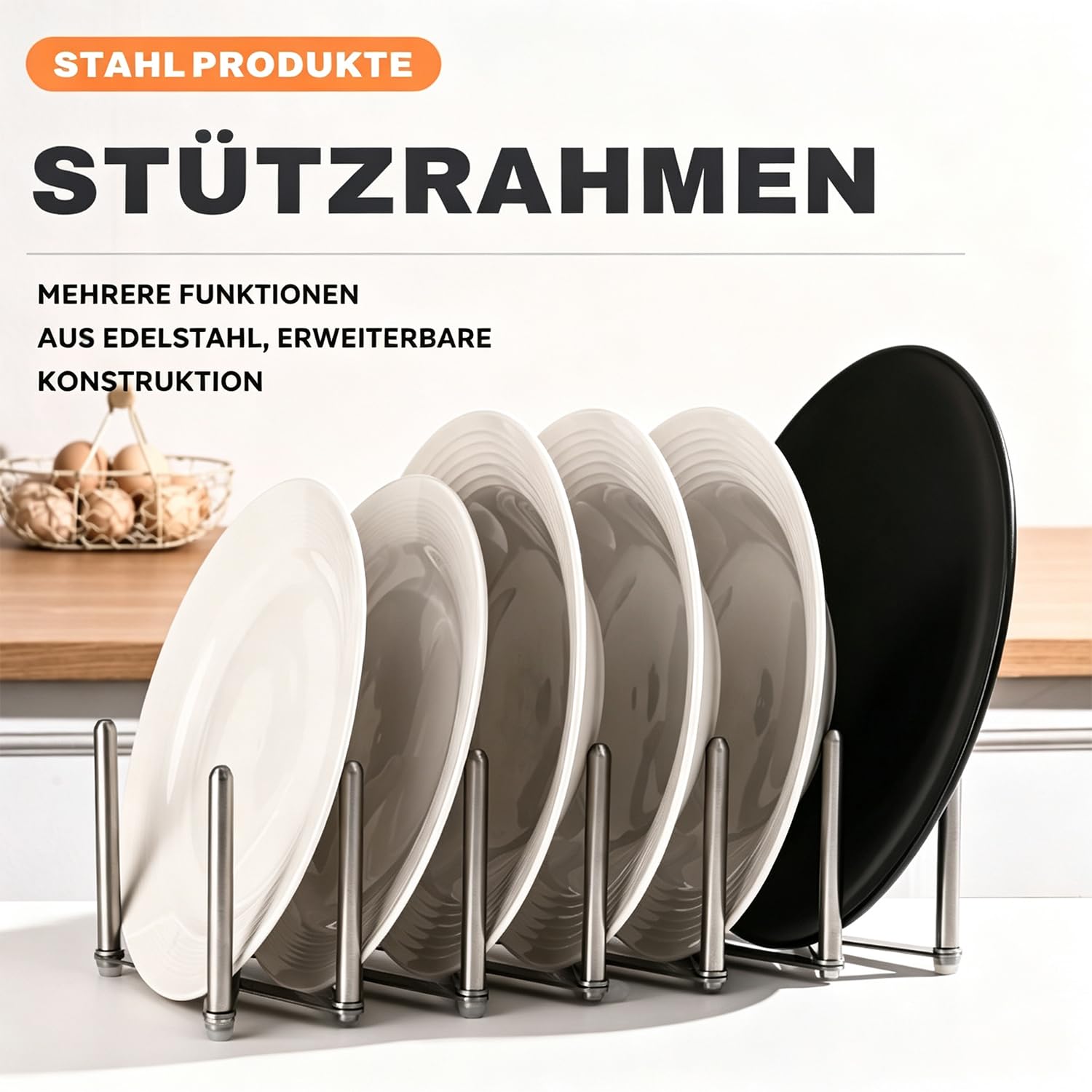 Topfdeckelhalter, Deckel Organizer Küche, Verstellbar, Aus Edelstahl, Platz für bis zu 6 Deckel, Für Teller & Schneidebretter, Ausziehbar & klappbar, Aufbewahrung