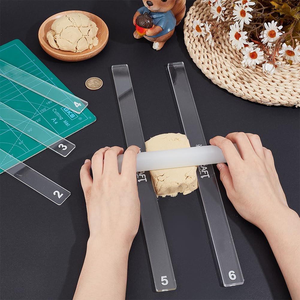 5 Paires De Guides D'Épaisseur Pour Rouleau à Pâtisserie - 2/3/4/5/6 Mm - Pour Argile Polymère, Pâte à Modeler
