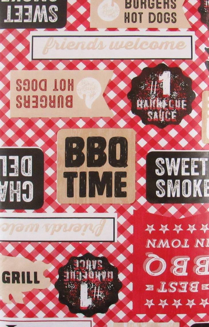 Best BBQ in Town Red Gingham Check Vinyl Flannel Back Tablecloth (52" x 52" Square)