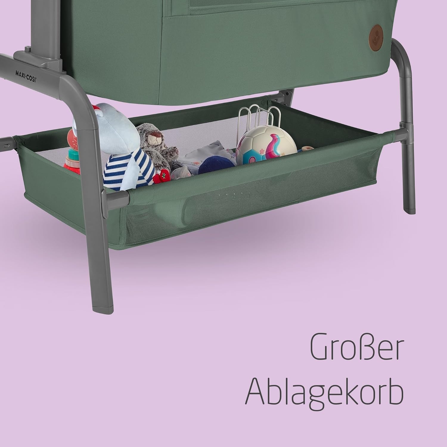 Maxi-Cosi Iora Culla Neonato, Culla Co-Sleeping 0-6 mesi, max 9 kg, Altezza Regolabile, Materassino Culla, Ampio Cestello, Beyond Green