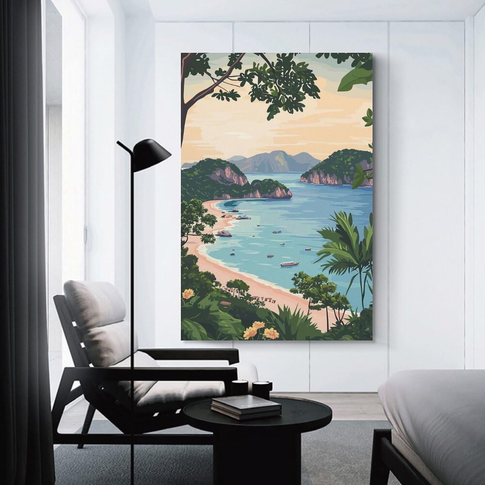Junmoney Tropical Beach Landscape Wall Picture Print 20x30inch(50x75cm), for Lounge Decor, Offices Or Entryway Styling, A Flexible Wall Accent for Shared Spaces
