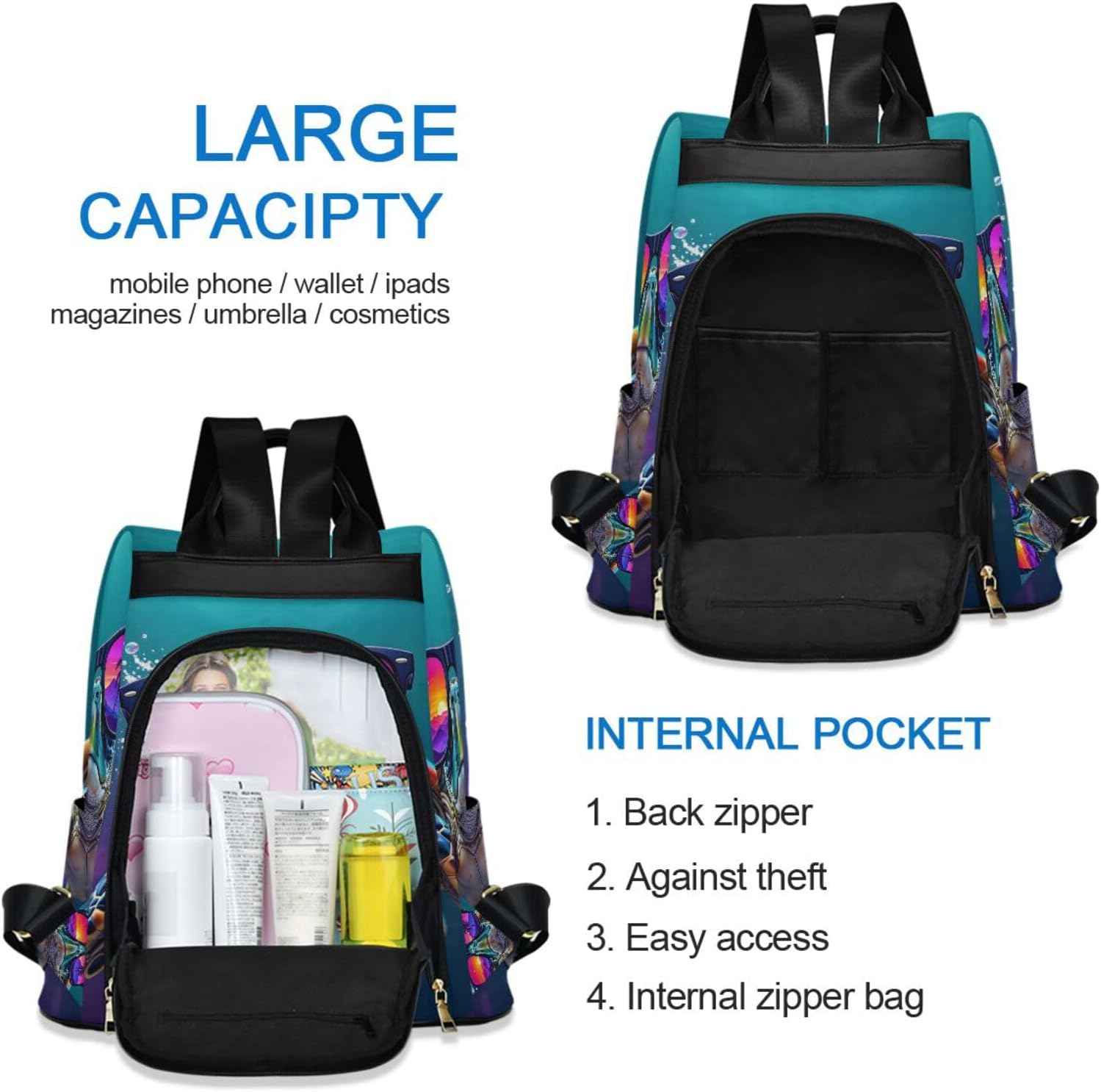 ALAZA Sea Turtle Summer(1) Backpack Purse for Women Anti Theft Fashion Back Pack Shoulder Bag