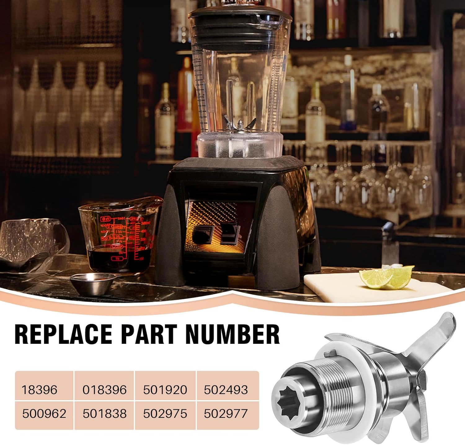 502977 Blender Cutting Blade Assembly Compatible with Commercial Blender Models CB6 CB10 CB15 Waring Gallon Blenders Replace 18396 501920 502493 500962 501838 502975 Blade Cutting Assembly
