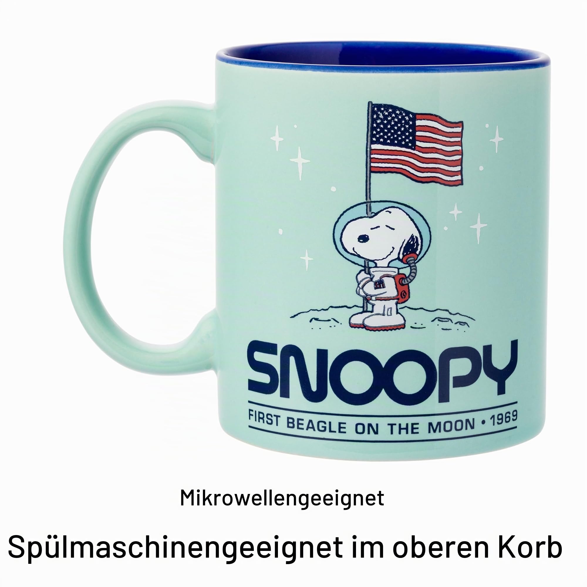 Silver Buffalo Peanuts Keramiktasse "First Beagle on the Moon" mit Snoopy, 590 ml | Zuerst 0,59 Liter