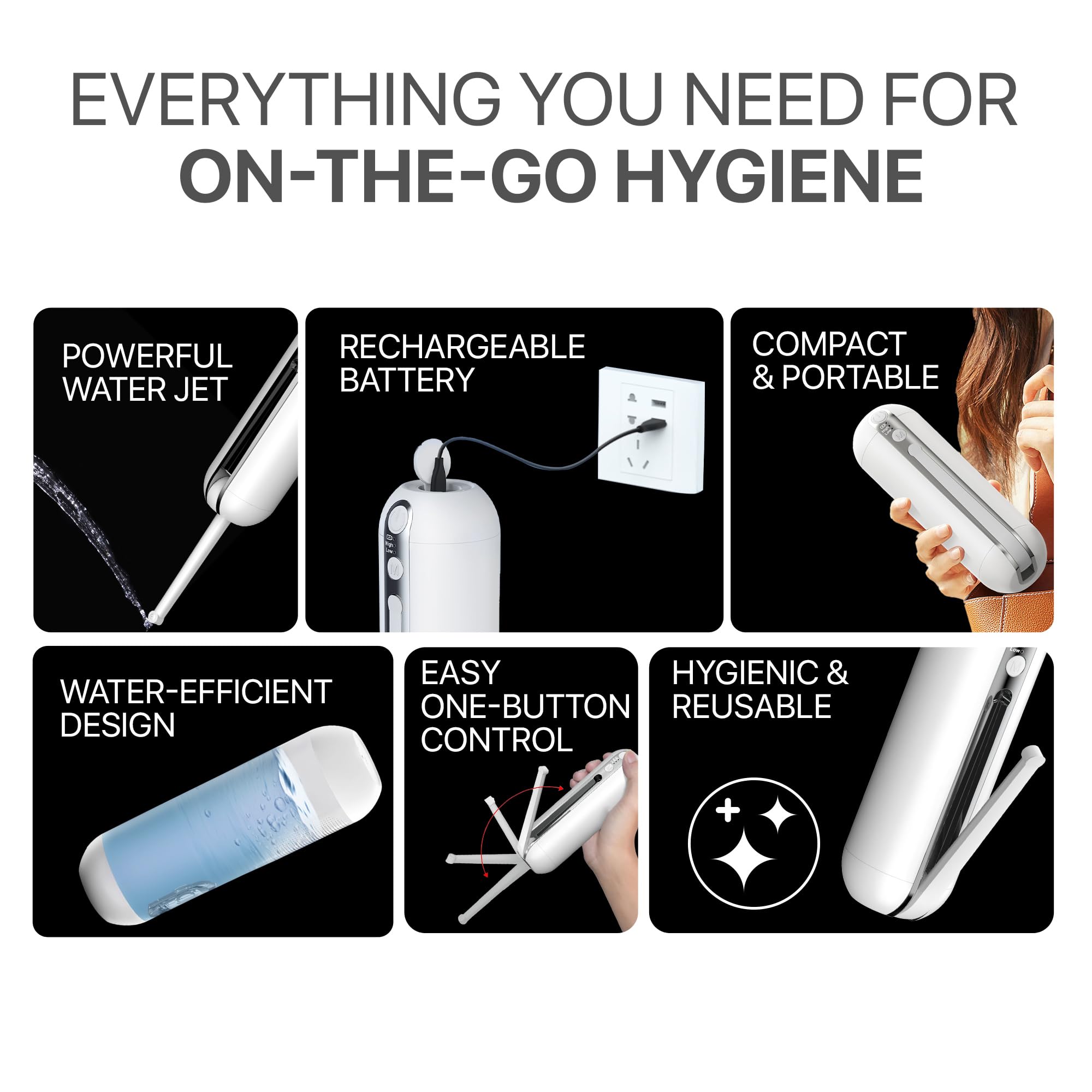 ZERO TOUCH | ZT (GO) Rechargeable Portable Bidet | Dual Wash Modes, 30+ Days Battery Life | Adjustable Pressure, 300+ Washes, IPX64 Water-Resistant | Compact Design, Premium Travel Case, 2-Year Warranty 3