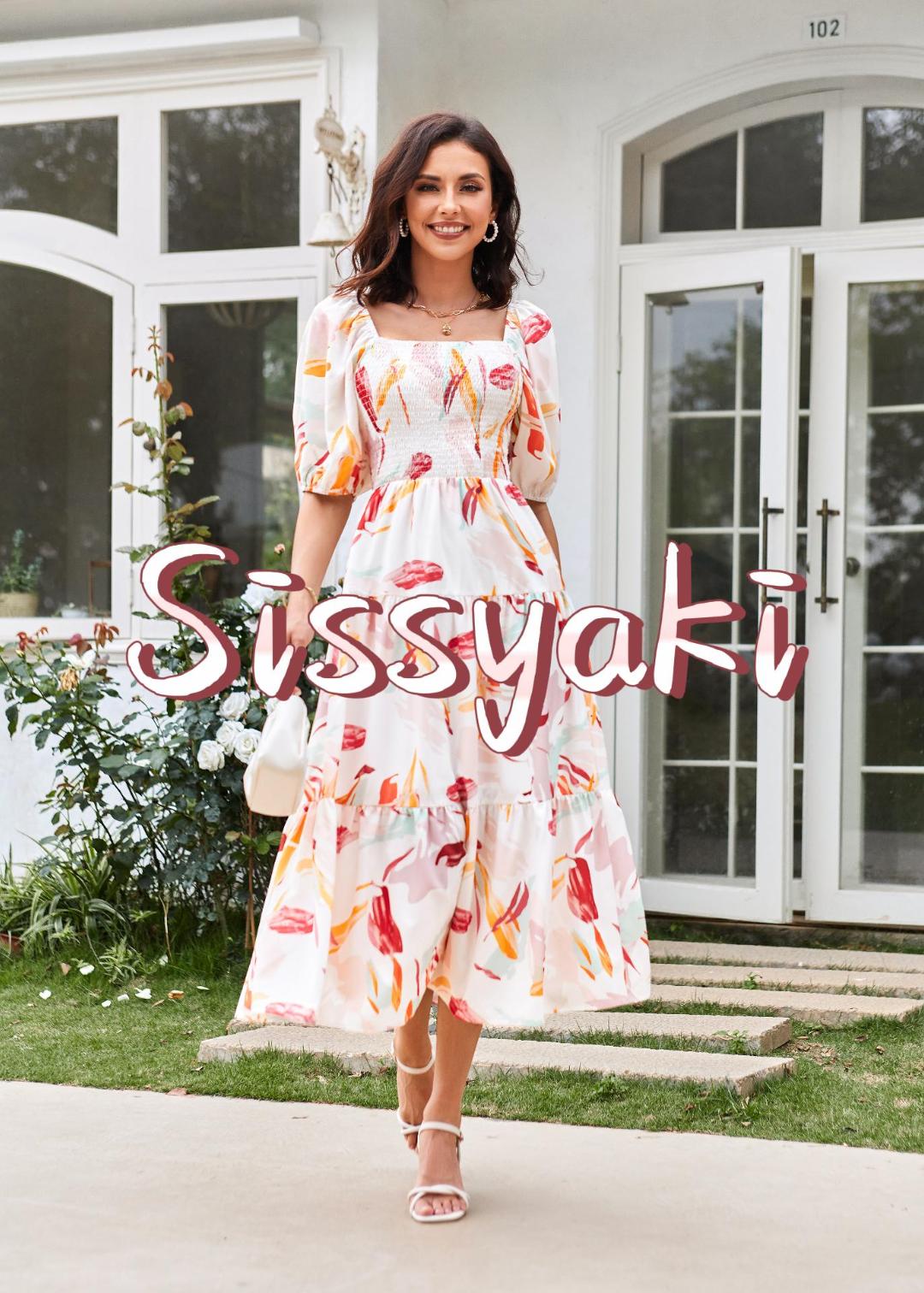 sissyaki women's boho dress Sissyaki Women's 2025 Spring Summer Long Sleeve Maxi Dress Boho Beach Wedding Gueat Party Long Dress Y#Blue Small at Amazon Women's Clothing store