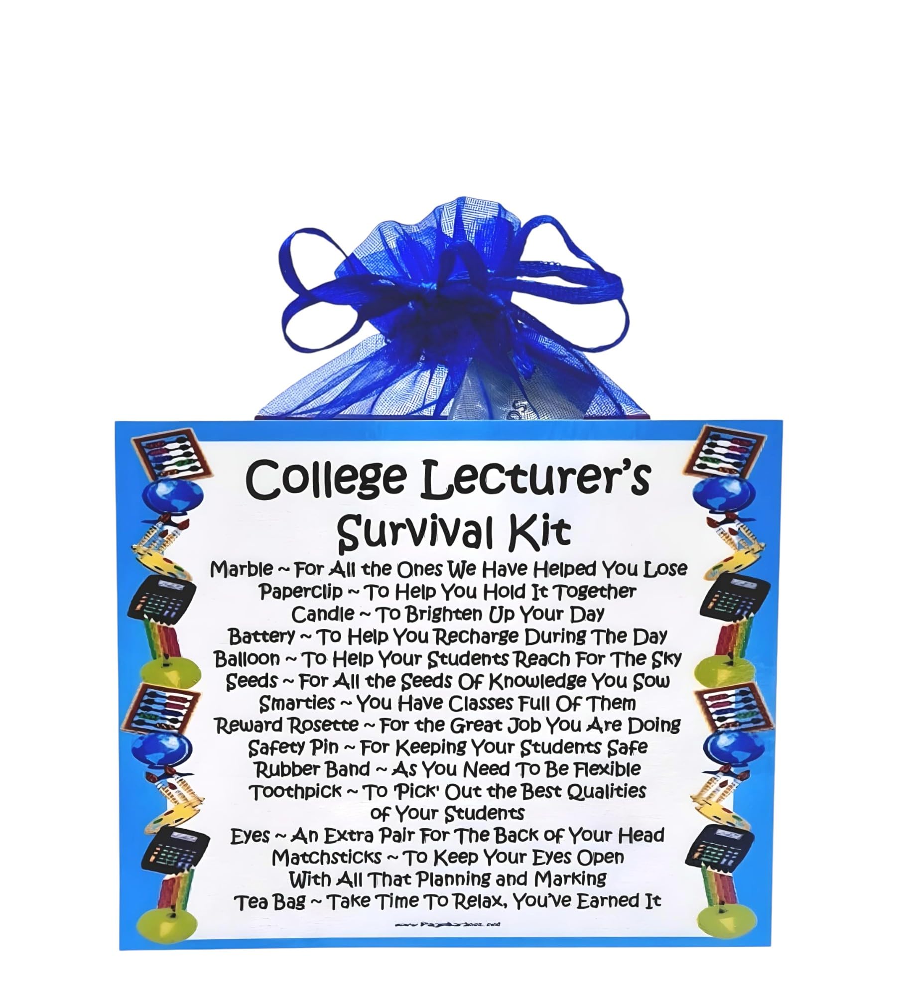 College Lecturer's Survival Kit ~ Fun Novelty Gift & Greetings Card Alternative | Birthday Present | Thank You Teacher Gift | Personalised Keepsake for a College Lecturer