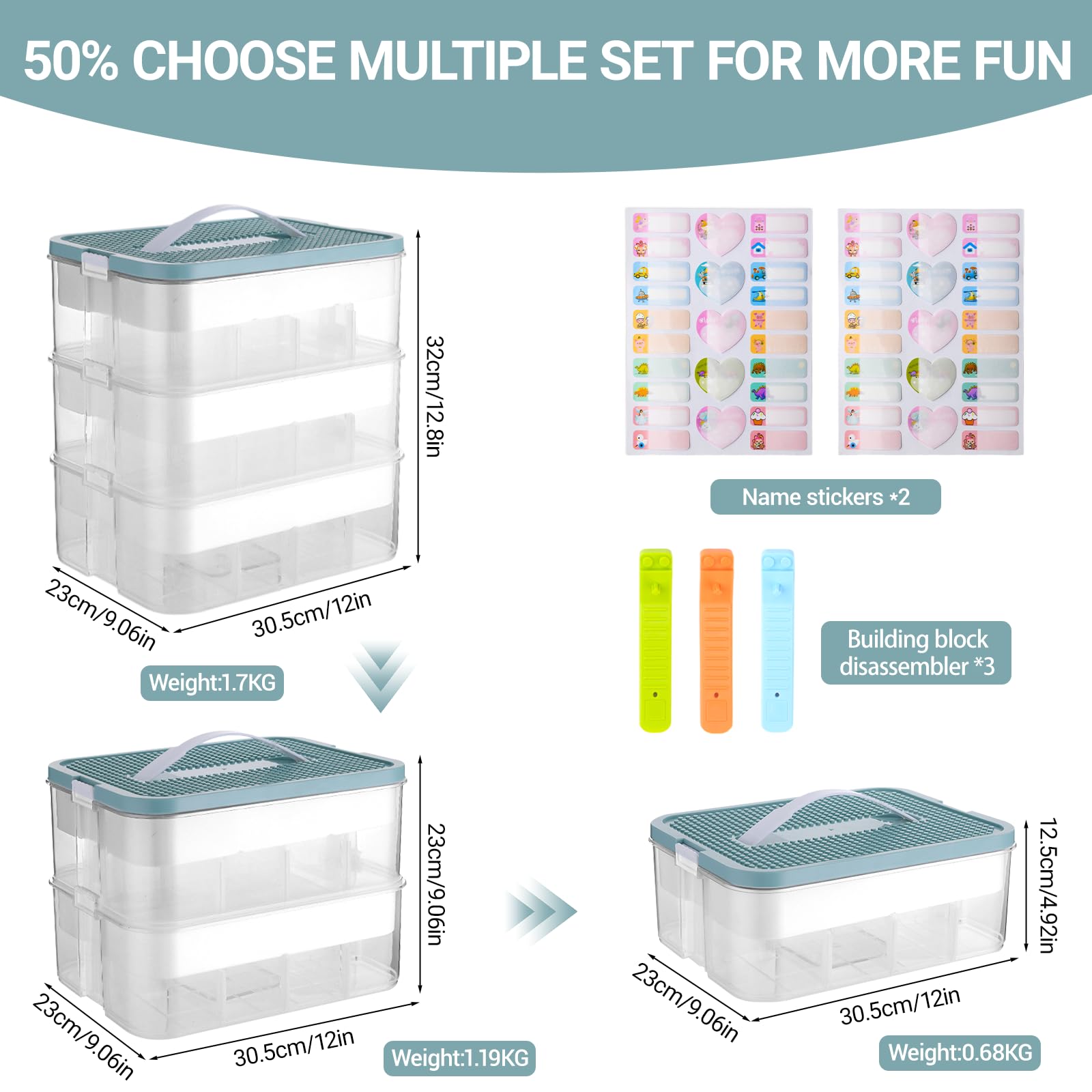 Boite Rangement Plastique pour Lego Briques Coffre A Jouet Enfant avec Couvercle,organiseur de jouets avec compartiments pour enfants,Petites pièces