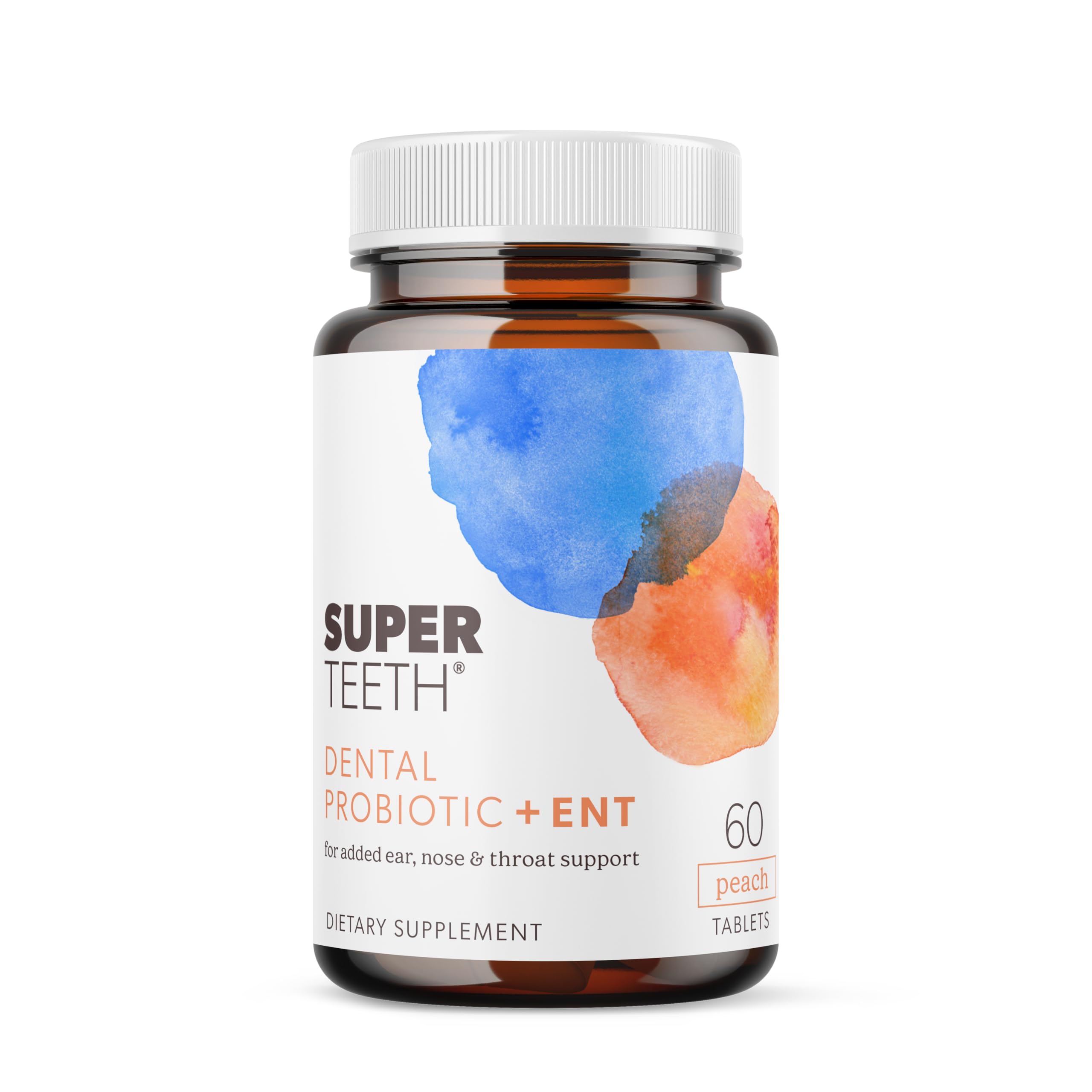 SUPER TEETH Oral Probiotics for Bad Breath, Cavities & ENT Support - Peach