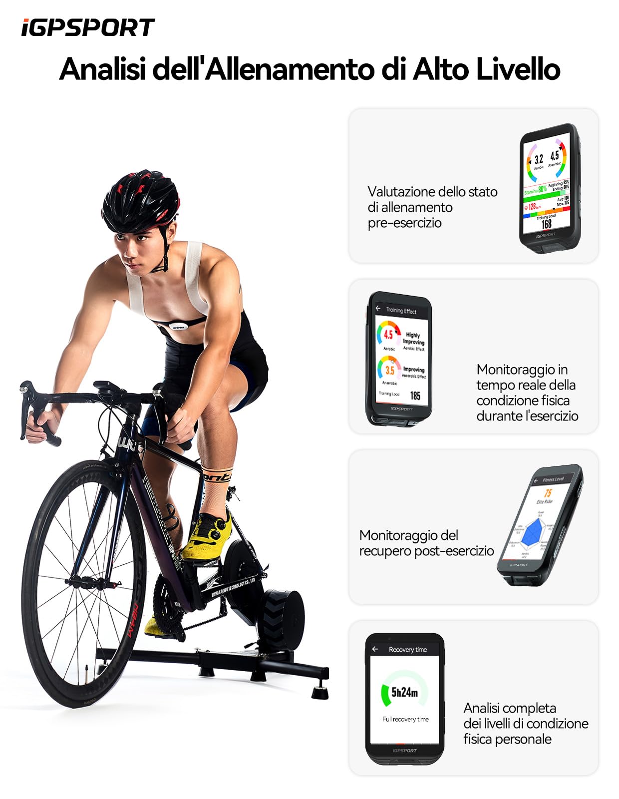 iGPSPORT iGS800, Ciclocomputer GPS Ciclismo, Durata della Batteria di 50 Ore, 3.5" Contachilometri Schermo LCD a Colori Tachimetro Bici Mappe Offline e Pianificazione WiFi, 32GB