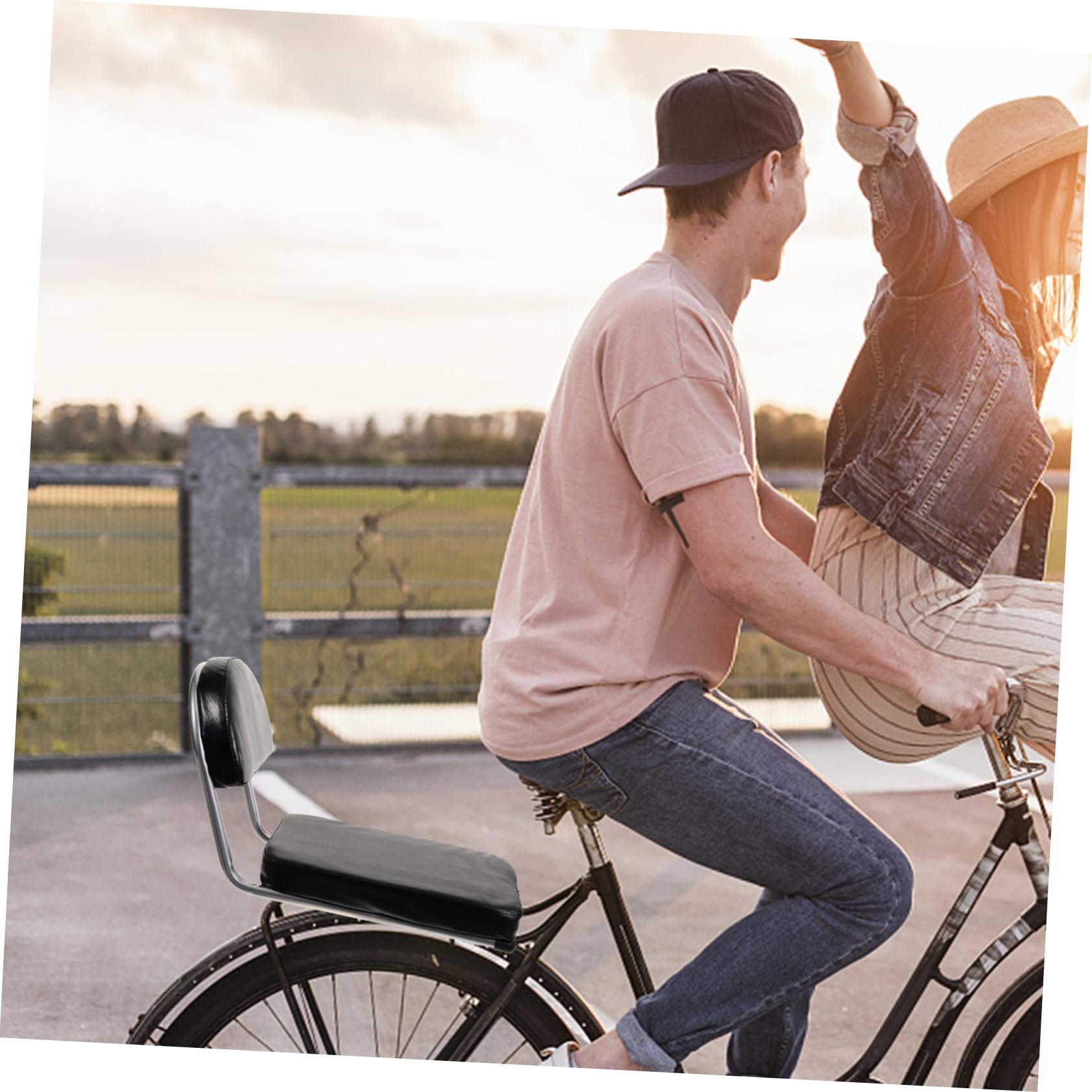 SUPVOX Fahrrad Rücksitzkissen aus Hochwertigem Leder und Metall Elastischer Bequemer Fahrradsattel für Mountain Rennräder Einfach zu Montieren Passend für Fahrradmodelle Schwarz XL