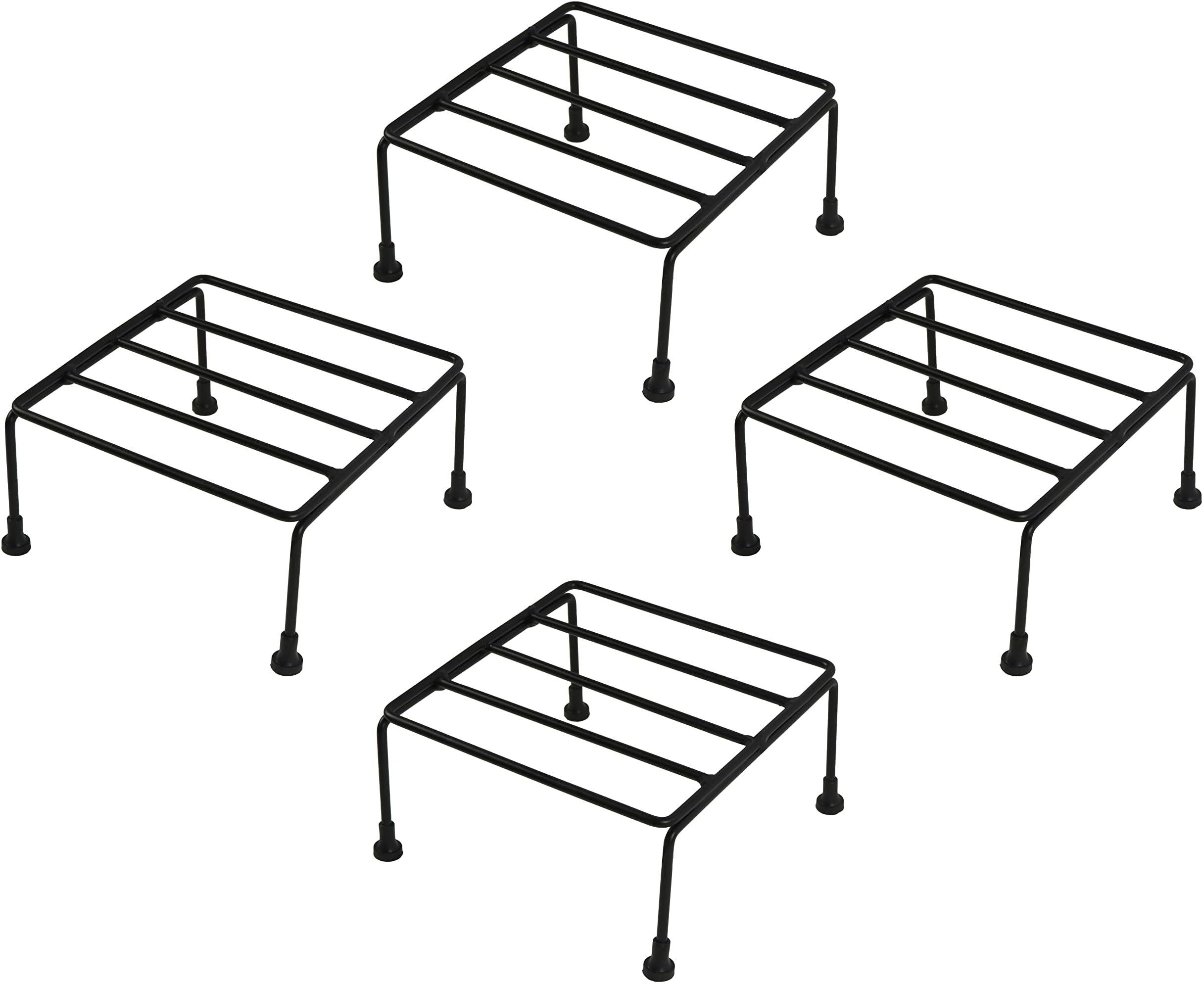 ORCHID ENGINEERS Silaa Iron Indoor/Outdoor Flower Pot/Plant Stand for Home Garden Balcony Living Room Decor(for 4 Squre POTS 23CM Length Pot Stand, Pack of 4 Black)