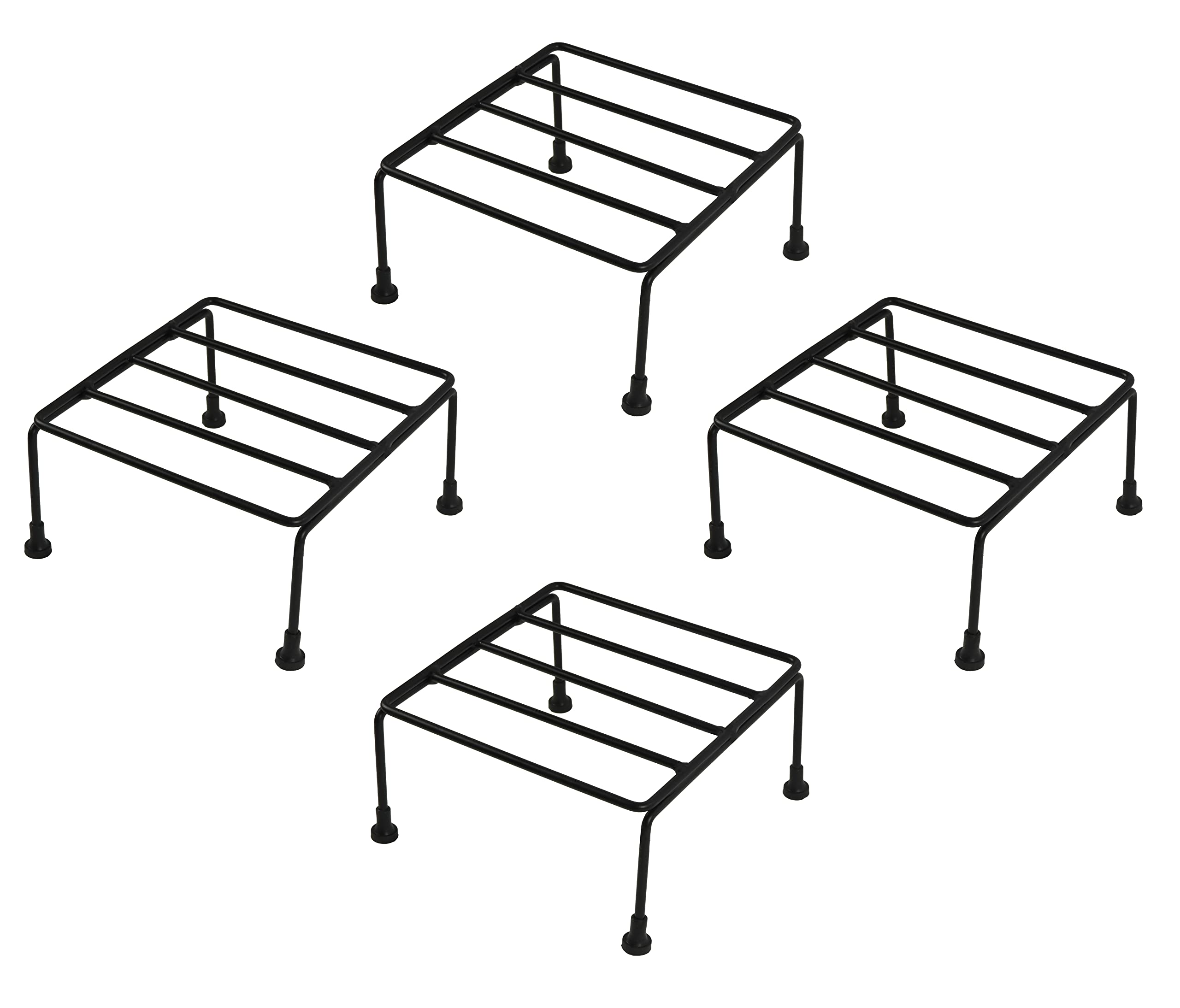 ORCHID ENGINEERS Silaa Iron Indoor/Outdoor Flower Pot/Plant Stand for Home Garden Balcony Living Room Decor(for 4 Squre POTS 23CM Length Pot Stand, Pack of 4 Black)