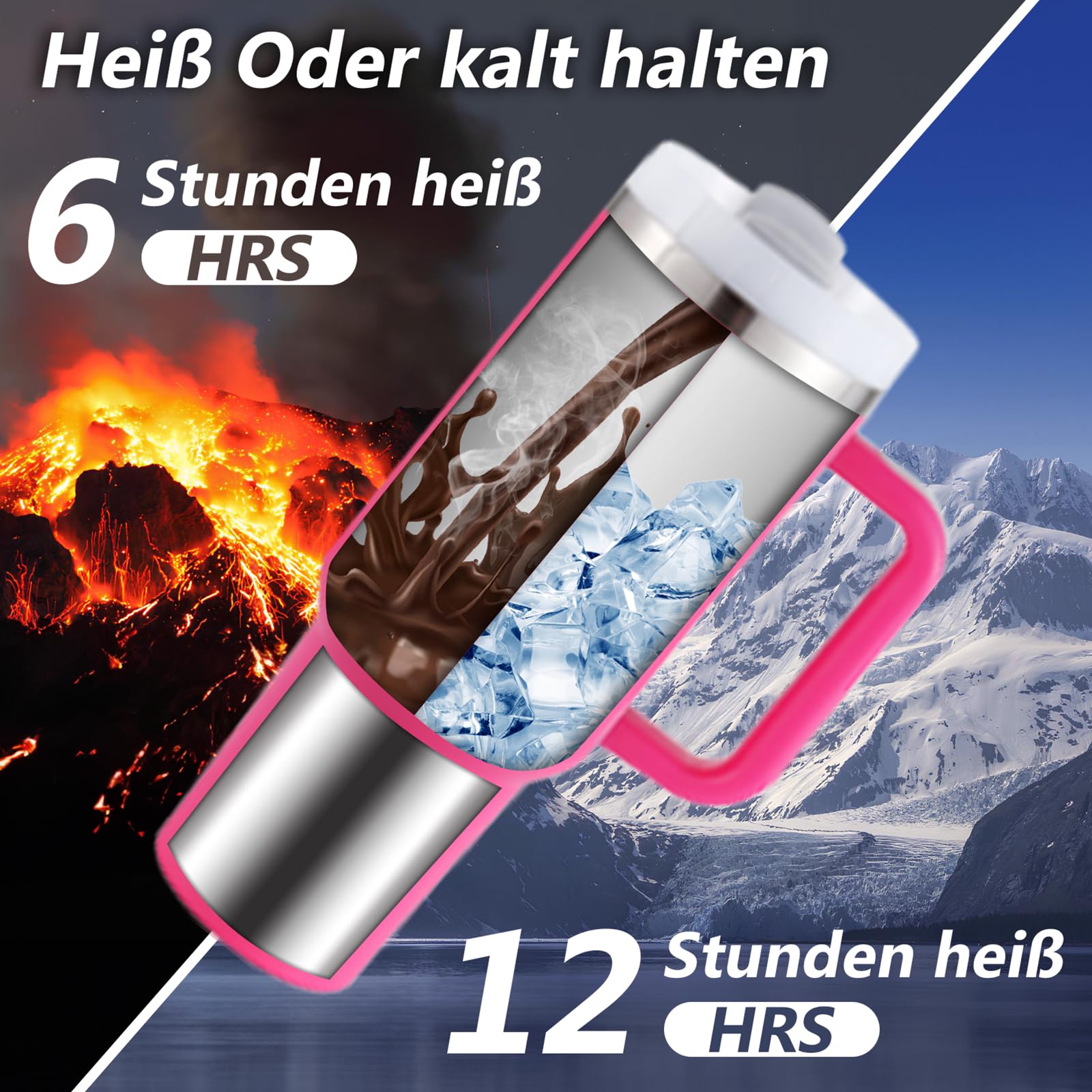 Tasse Isotherme Avec Paille Et Anse, 1100 Ml, Micro-ondes, Lavable, Tasse à Café