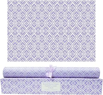 Lavender Scented Drawer Liners, Scent Paper Liners for Drawers, Dresser Shelf, Linen Closet, (6 Sheets)
