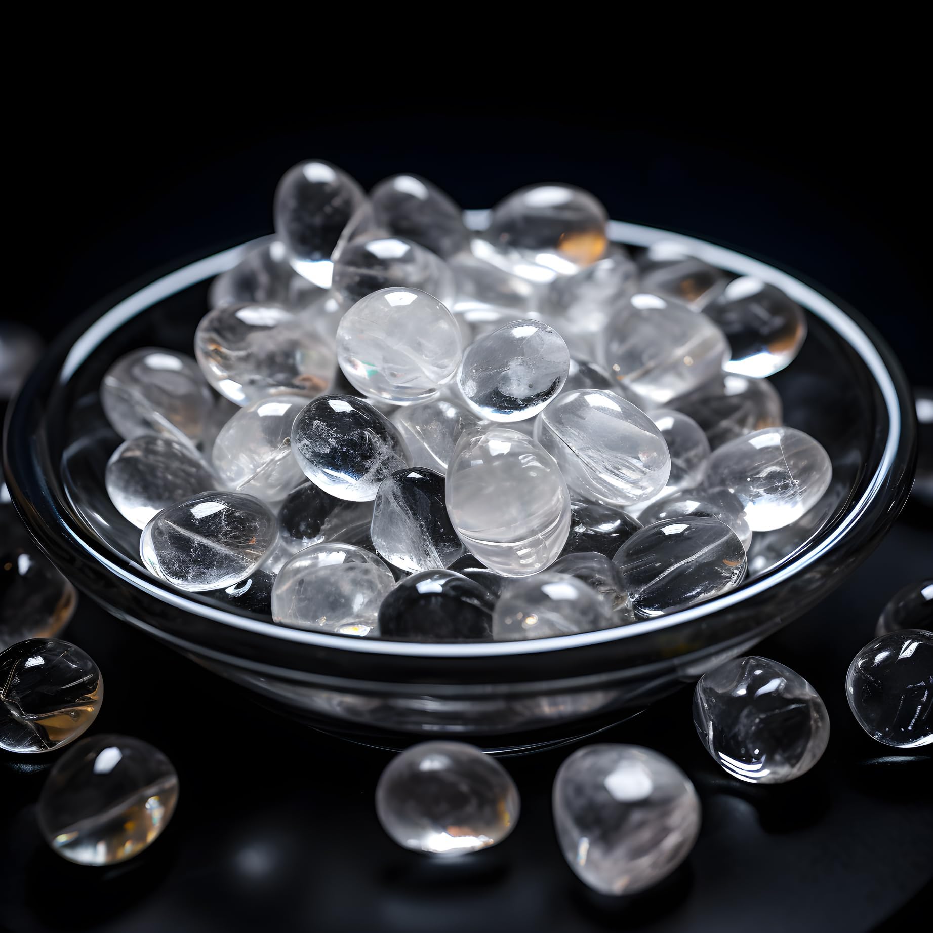 Polished Clear Quartz Crystal Chips Set, 128 Pcs 0.4" inches - Handpicked Tumbled Stones and Crystals Bulk for Healing, Reiki, Meditation, Witchcraft and Home Decor
