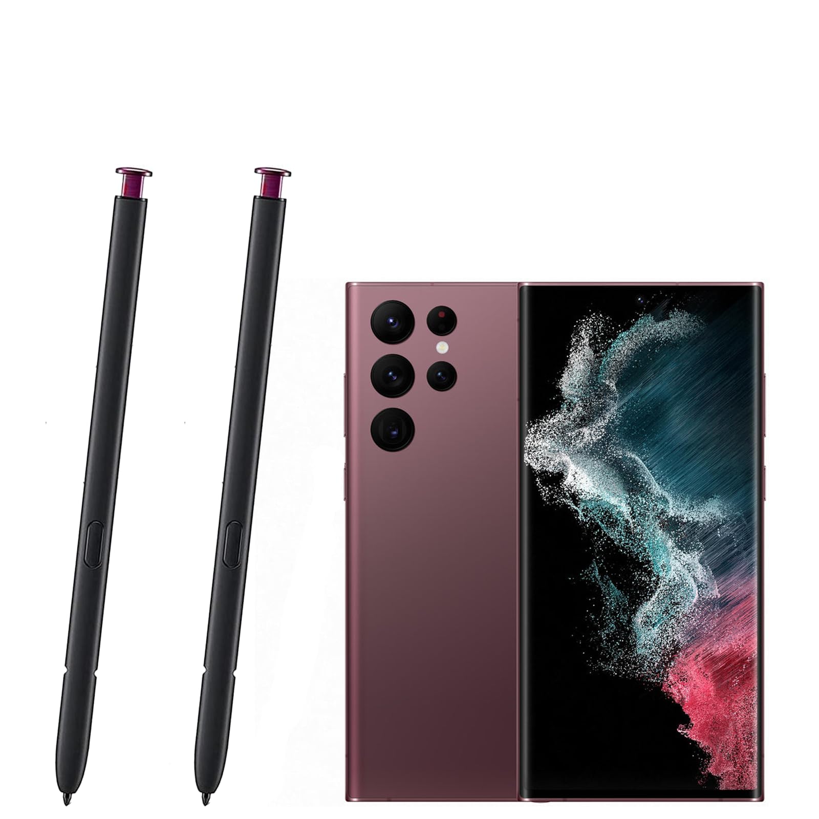 2Pcs Galaxy S22 Ultra Pen Replacement for Samsung Galaxy S22 Ultra 5G SM-S908, Galaxy S22 Ultra S Pen, Stylus Pen for Samsung S22 Ultra 5G Without Bluetooth(Burgundy)