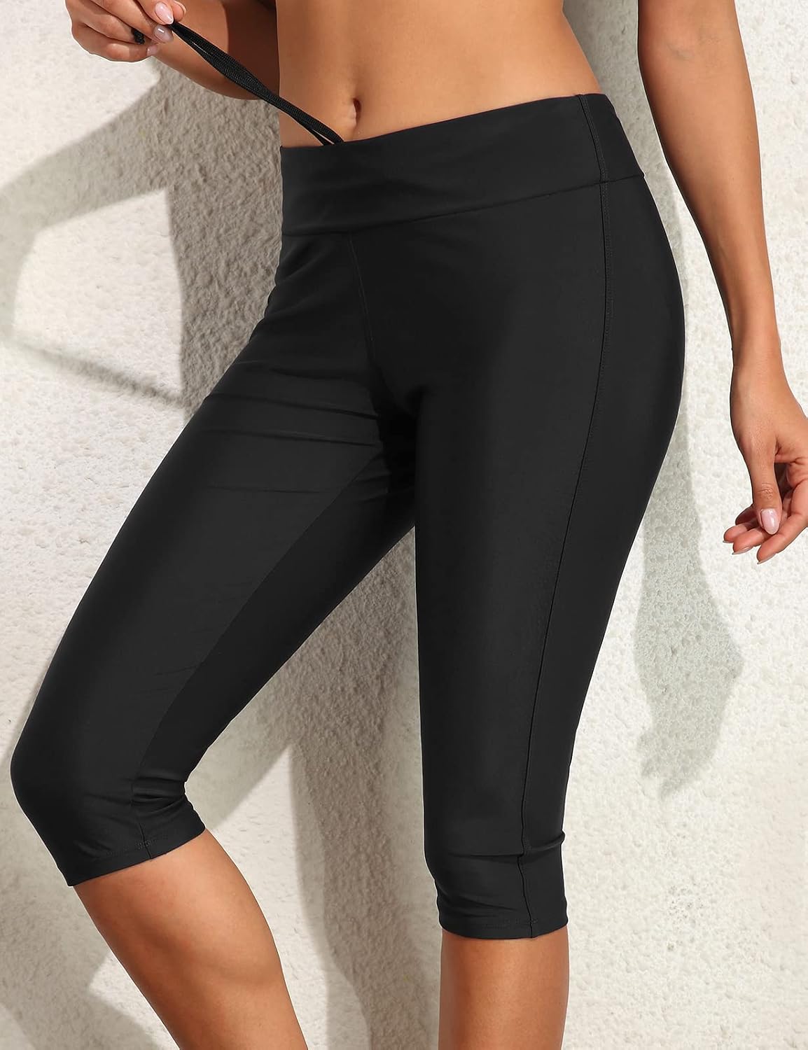 Septangle Women's Swim Bottom Mid Waist UPF 50+ Swimwear Rash Guard Sport Leggings