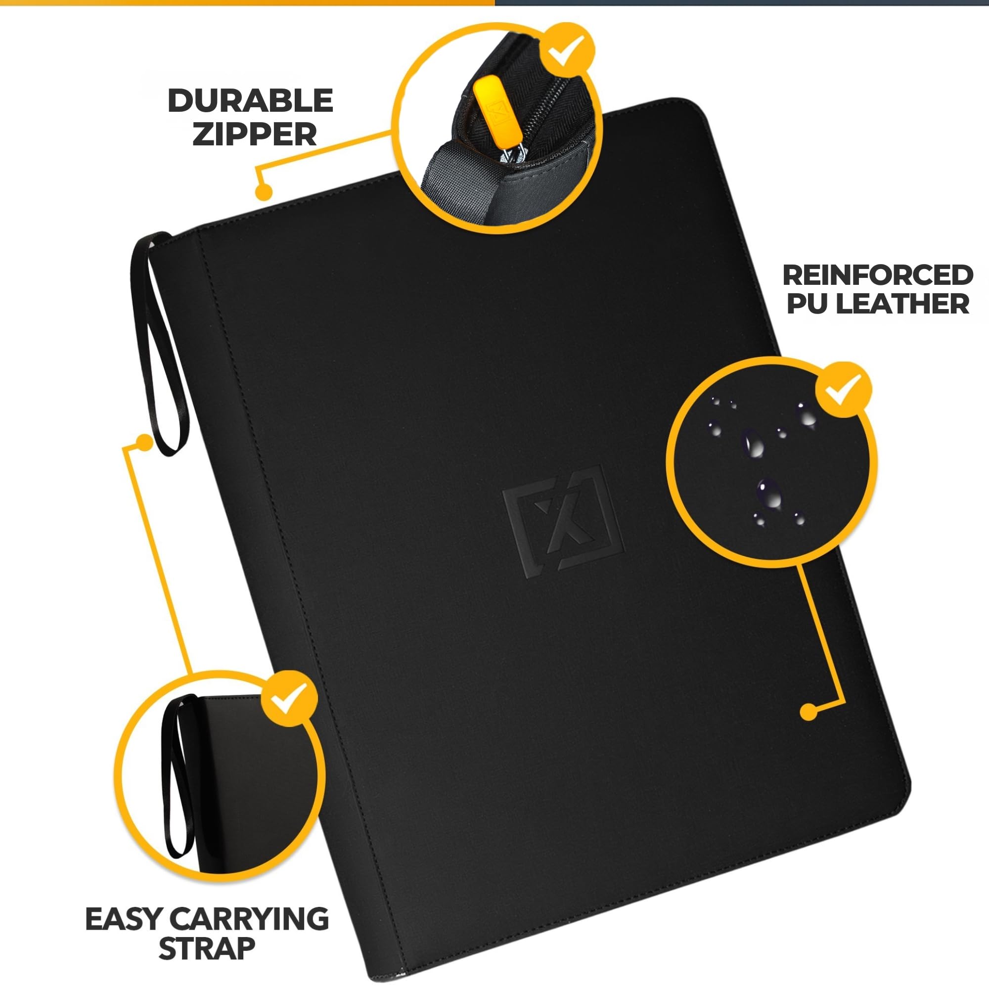 X PRO 1000+ Carpeta de tarjetas | Carpeta de tarjetas de 16 bolsillos | Viene con 200 fundas para tarjetas | Compatible con TCG, Sports, MTG y más - Carpeta de tarjetas coleccionables sin anillo |