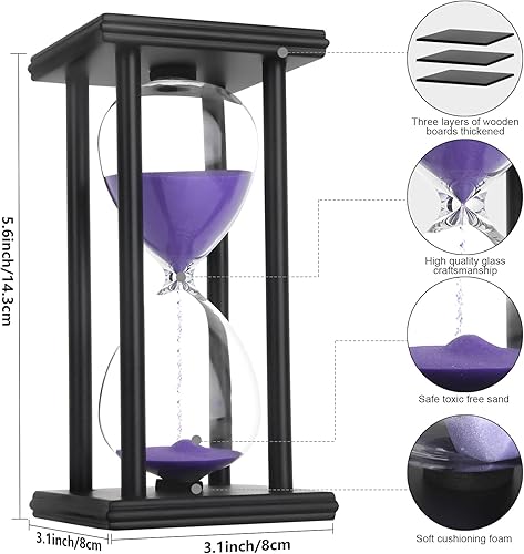 Miniatura 2 de Temporizador de arena de reloj de arena, de madera negra, 304560 minutos para el hogar, escritorio, aula, cocina, restaurante, oficina, sala de