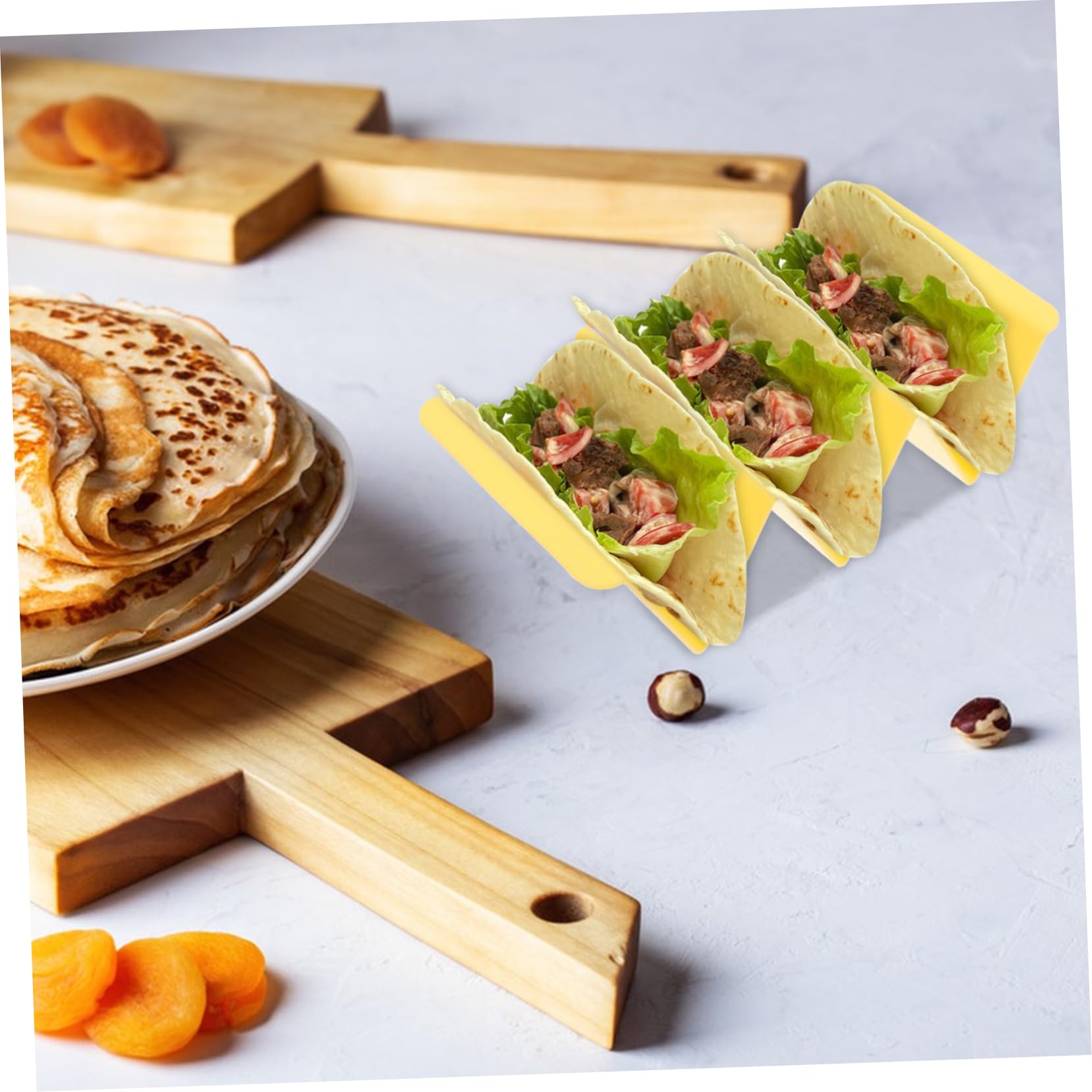 CIMAXIC 4pcs Baking Pancake Stand Household Taco Holder Plastic Plastic Pancake Stand Kitchen Burrito Stand Yellow