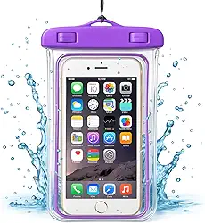 Capa Case para Celular a Prova D'Água Impermeável Transparente Universal Proteção Completa IPX8 Sensível ao Toque Ideal para Praia Trilhas Piscina Viagens (ROXA)