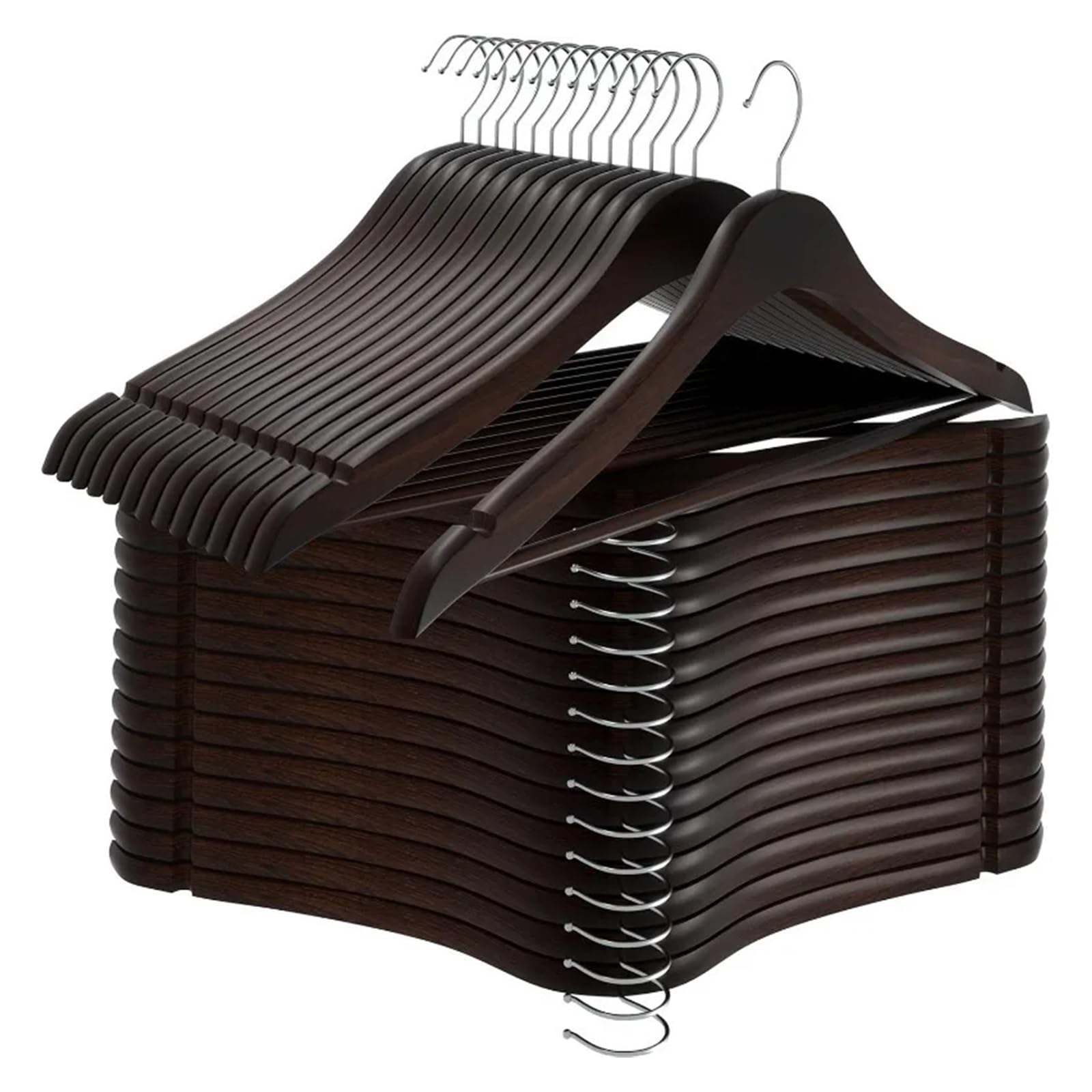 Coat Hangers Wooden Hangers 30 Pack Slim Coat Hanger Suit Hangers with Rotatable Hook Wood Hangers(Brown Pack of 30)