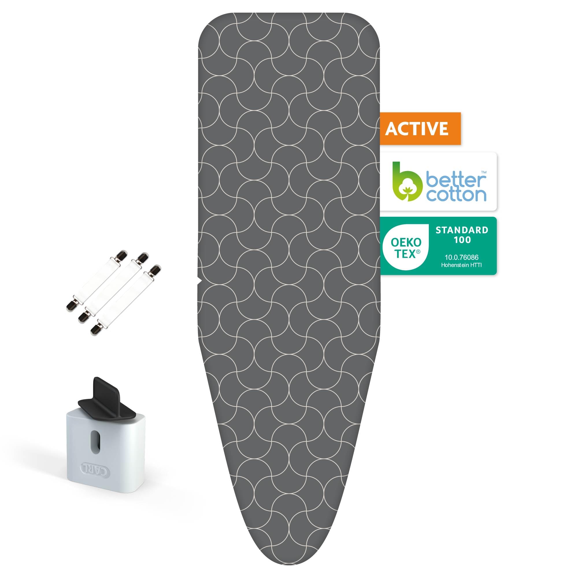 Pokrowiec na deskę do prasowania Active – 5 warstw i prasowanie do 50% szybsze prasowanie – pokrowiec na deskę do prasowania – odbijający parę – rozmiar L od 44 do 48 cm i 123 do 128
