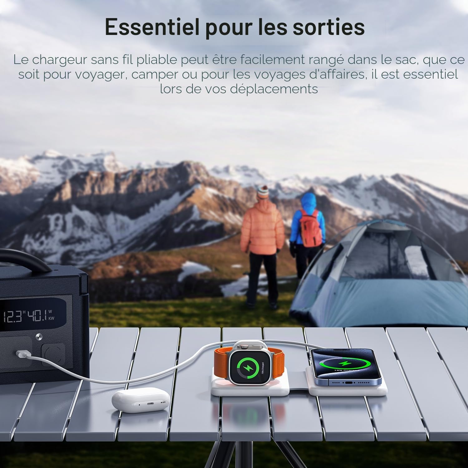 QTlier Station de Charge Apple 30W, Chargeur Induction 3 en 1 Magnétique, Chargeur sans Fil Compatible avec iPhone 16/15/14/13/12 Série, Apple Watch 8/7/6/5/4/3/2/SE et AirPods 3/2/Pro(Blanc)