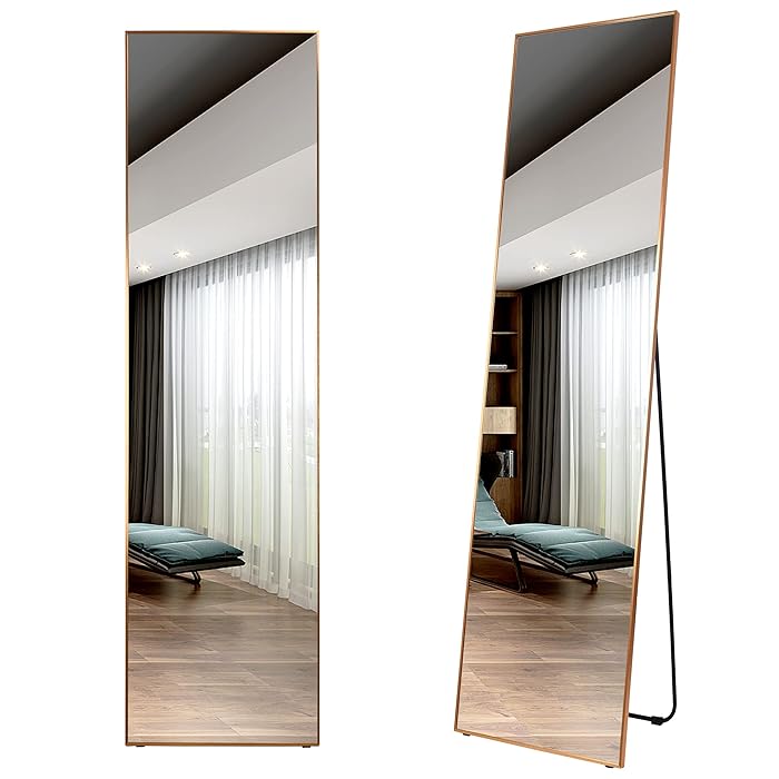 Buy LVSOMT Full Length Floor Mirror, Free Standing Body Mirror, Wall