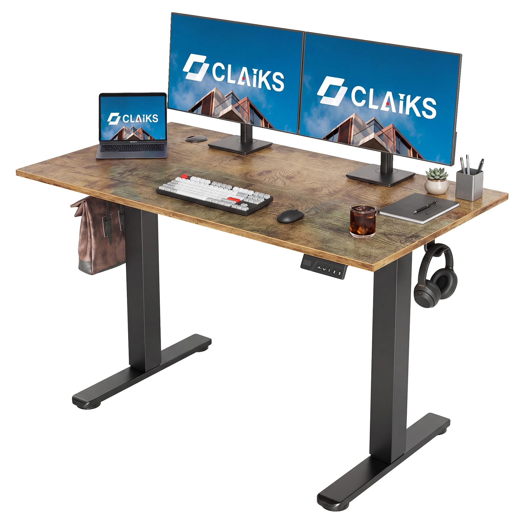 Amazon | Claiks 昇降デスク 電動 スタンディングデスク 昇降式 