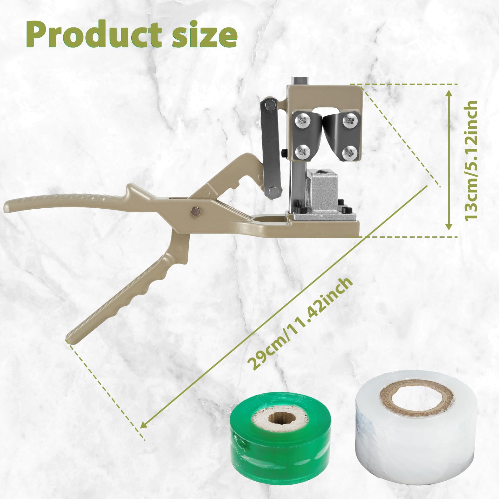 LYDODOKA Grafting Tool, V-Shape Grafting Scissor Set for Thick Branch, Full Metal Cutting Fruit Tree Accessories with 2 Grafting Tapes, Anti-Slip Handle, for Plant Grafting, 29x 13cm, Light Brown - Image 5