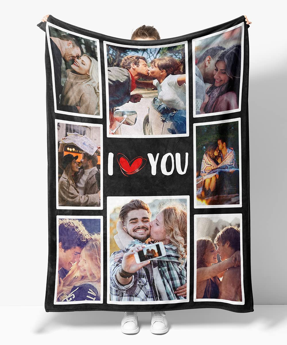 WOOD MEETS COLOR Personalised Photo Blanket Couple Gift, Mother's Day Birthday Wedding Anniversary Valentine's Day Blanket Gift, Custom Blanket with Photo for Boyfriend Girlfriend