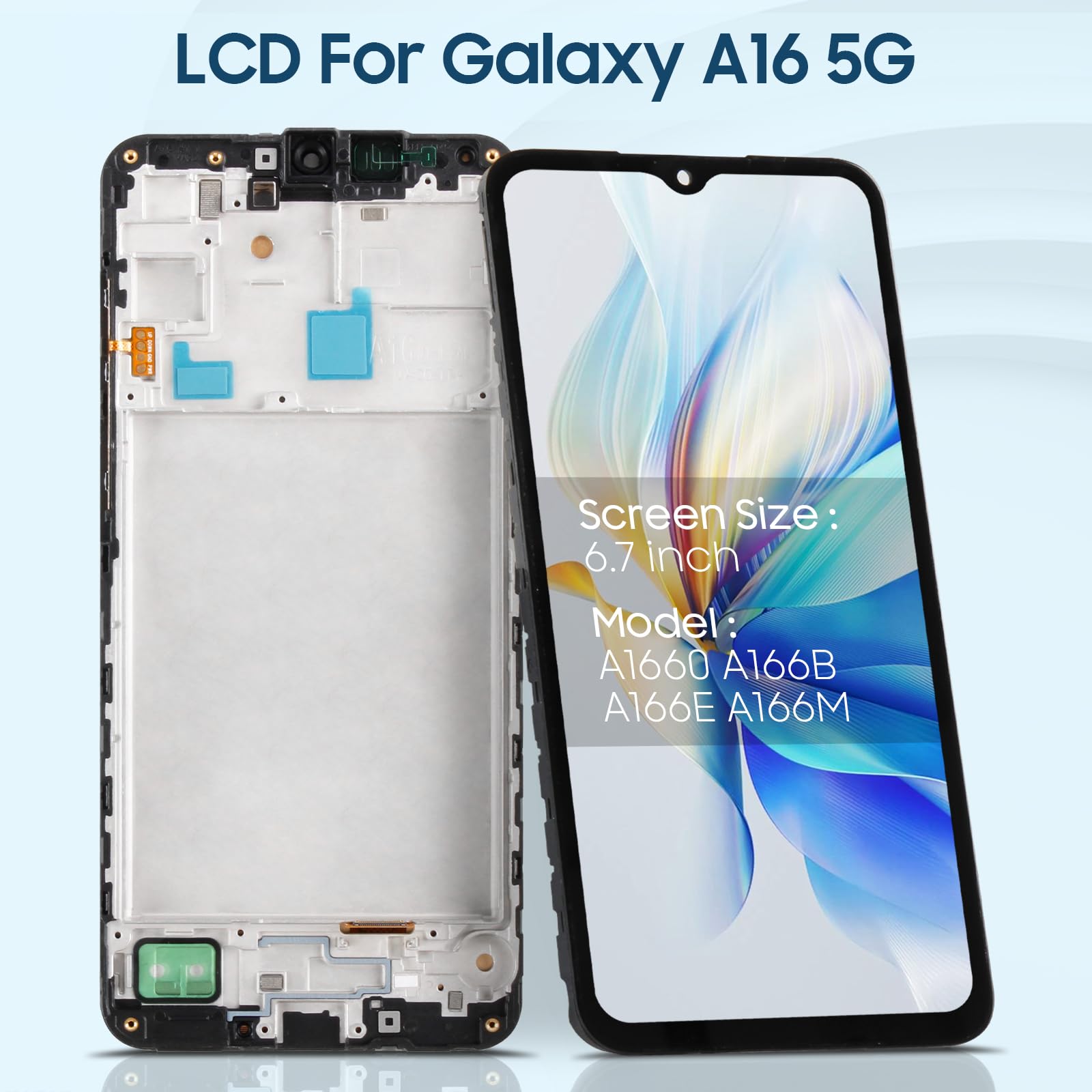 ARSSLY Écran LCD pour Samsung Galaxy A16 5G LCD Display pour Samsung A16 5G SM-A166B SM-A166P SM-A166E Écran Tactile Digitizer Assemblage de Remplacement avec Kit de Réparation (Noir avec Cadre)