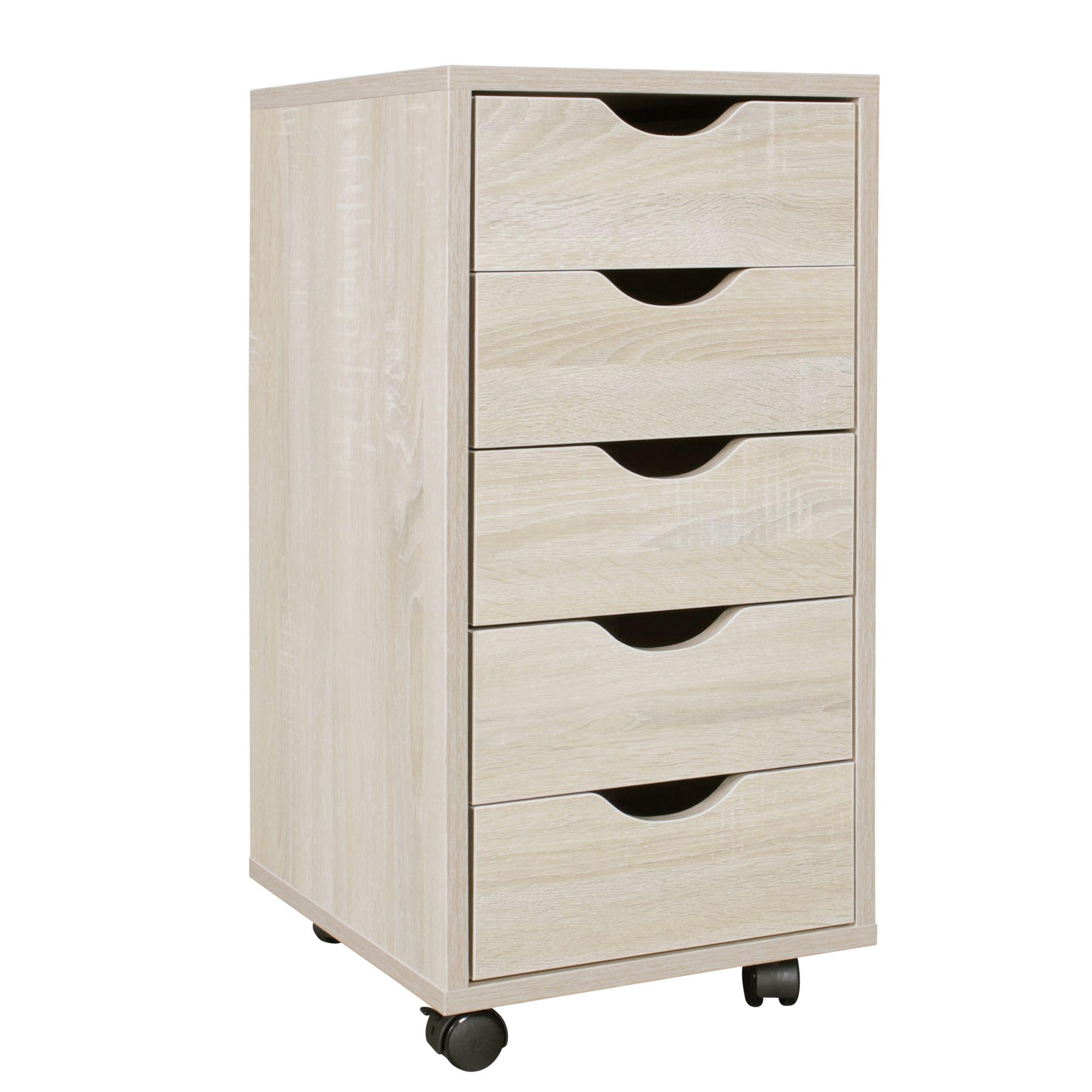 FineBuy Caisson à roulettes 33x64x38 cm Bois avec 5 Tiroirs