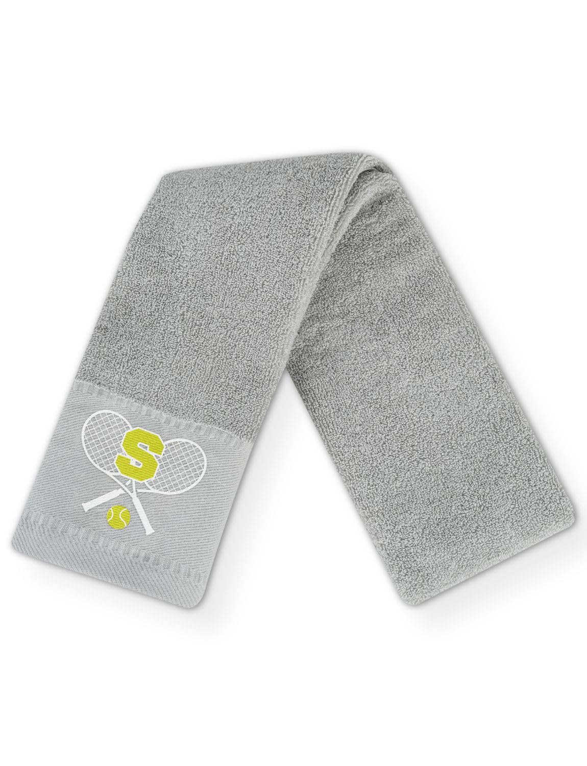 CybGene Tennis Towel with Monogrammed Embroidery, Initial Tennis Gifts, Personalized Tennis Court Accessory for Men, Women on Birthday, Retirement, Soft and Absorbent, Grey-S — image 1
